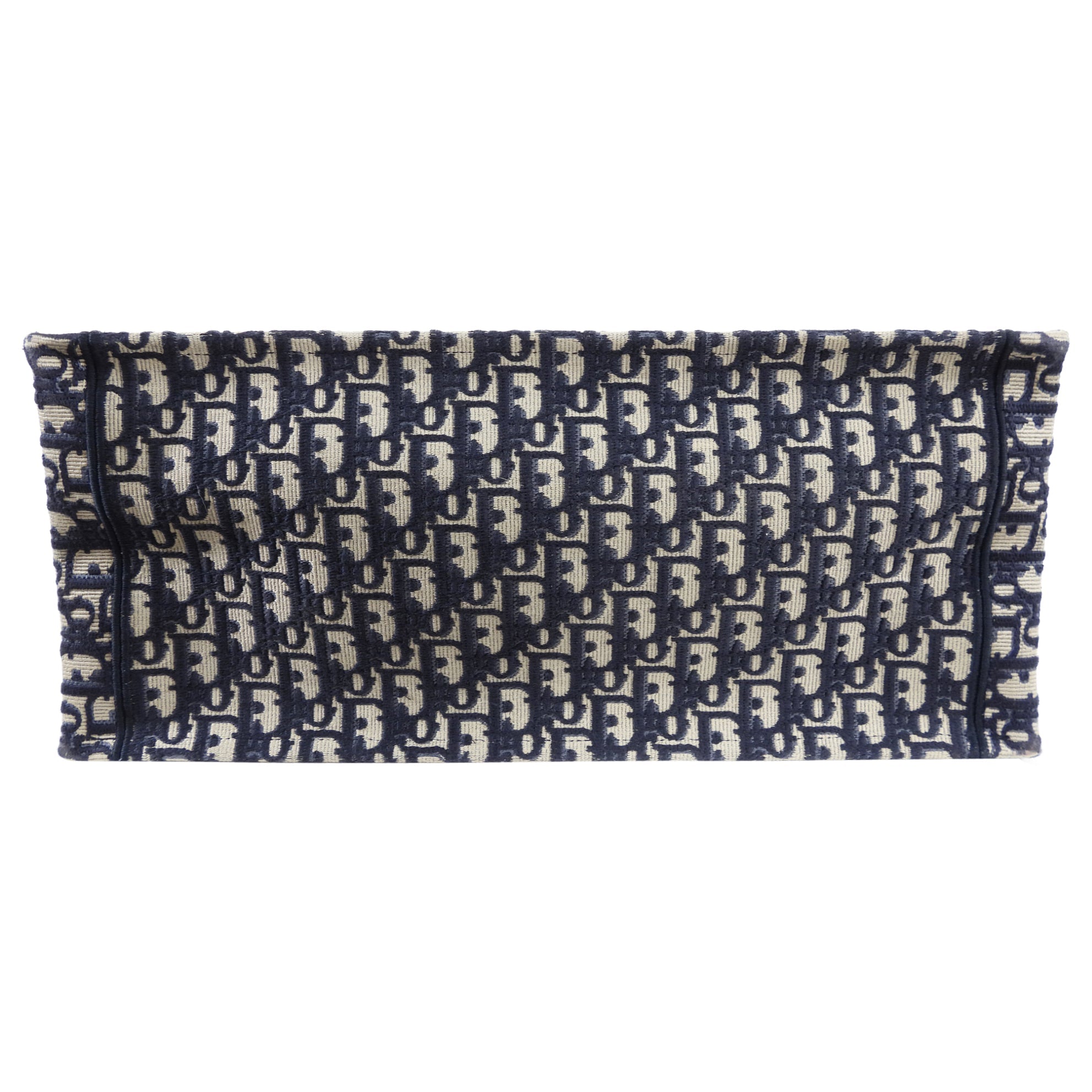 Dior Navy Oblique Trotteur Logo Large Book Bag Tote