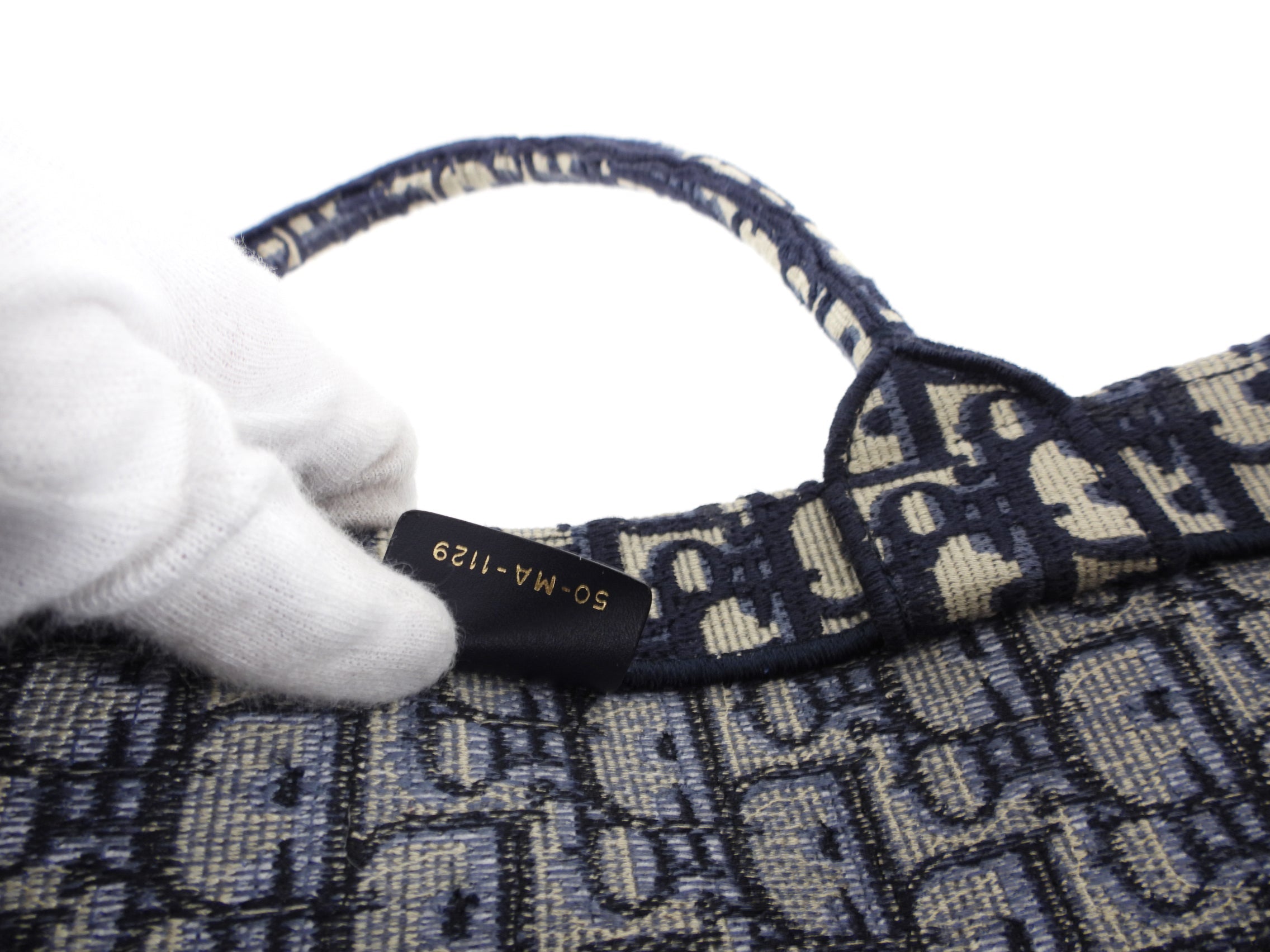 Dior Navy Oblique Trotteur Logo Large Book Bag Tote