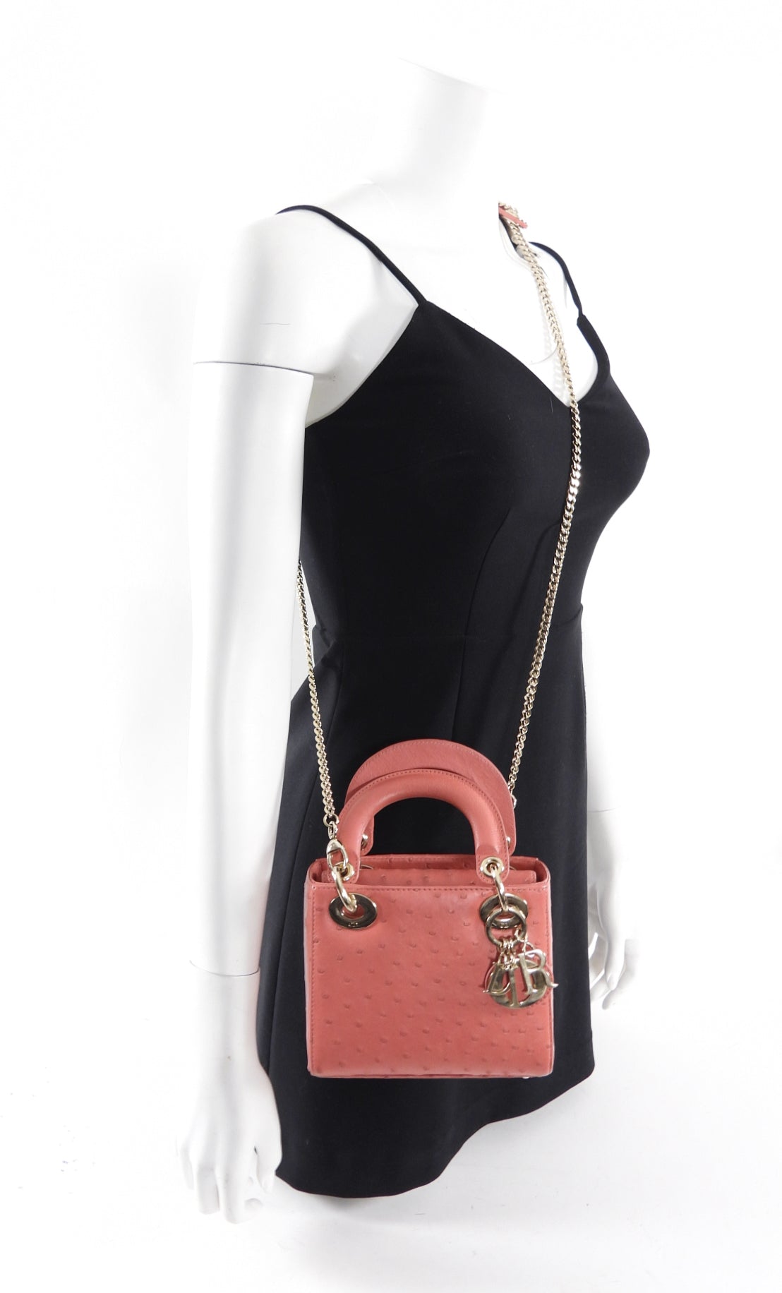 Christian Dior Lady Dior Pink Ostrich Mini Bag