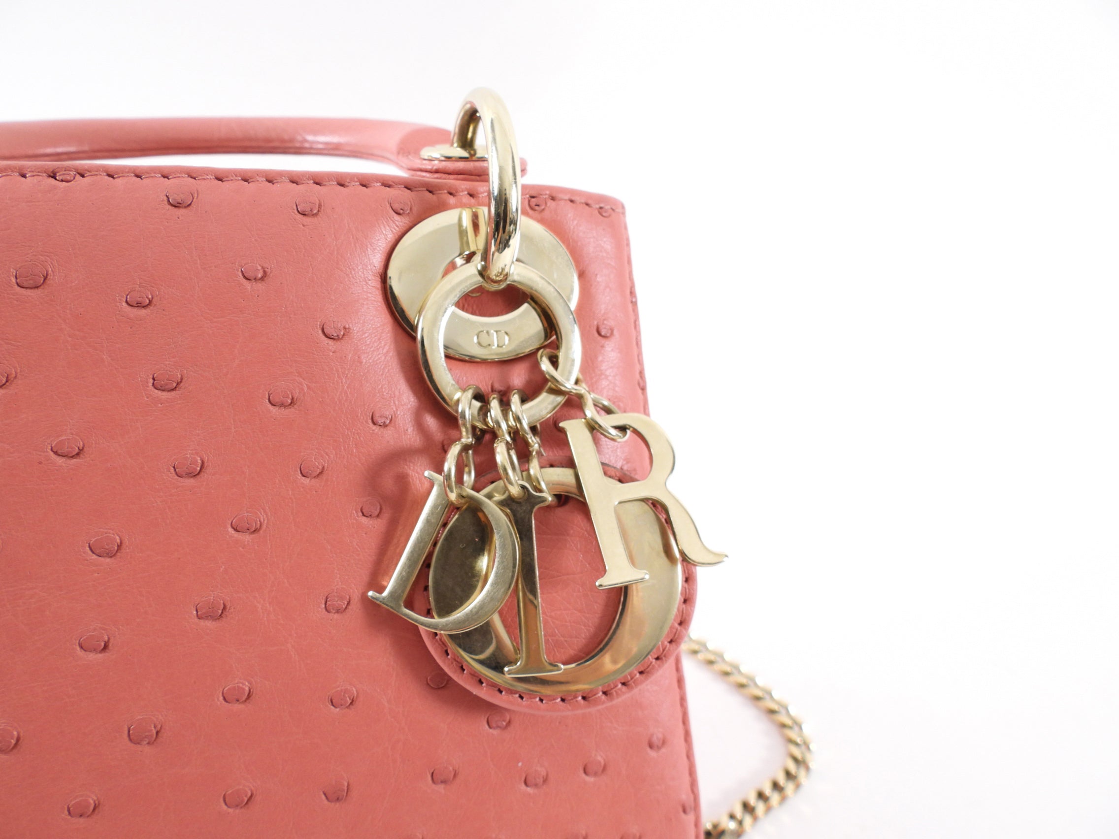 Christian Dior Lady Dior Pink Ostrich Mini Bag