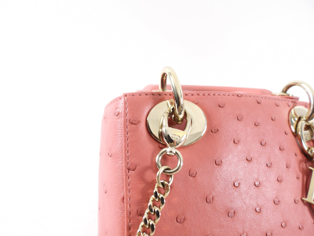 Christian Dior Lady Dior Pink Ostrich Mini Bag