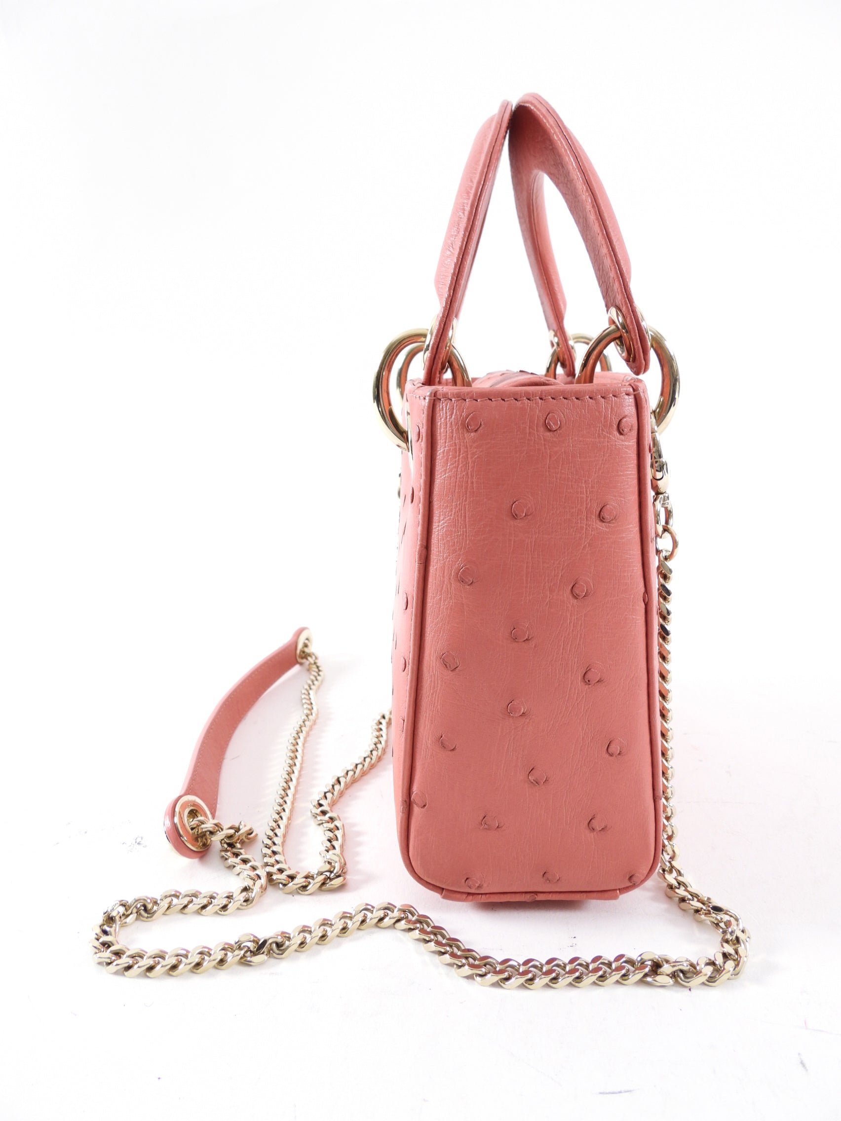 Christian Dior Lady Dior Pink Ostrich Mini Bag