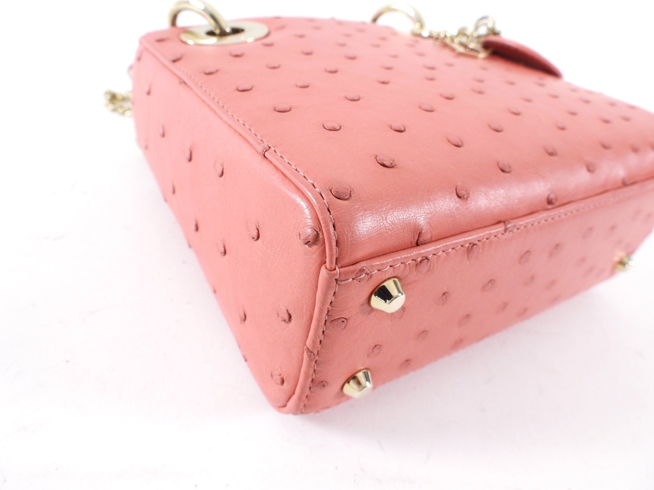Christian Dior Lady Dior Pink Ostrich Mini Bag