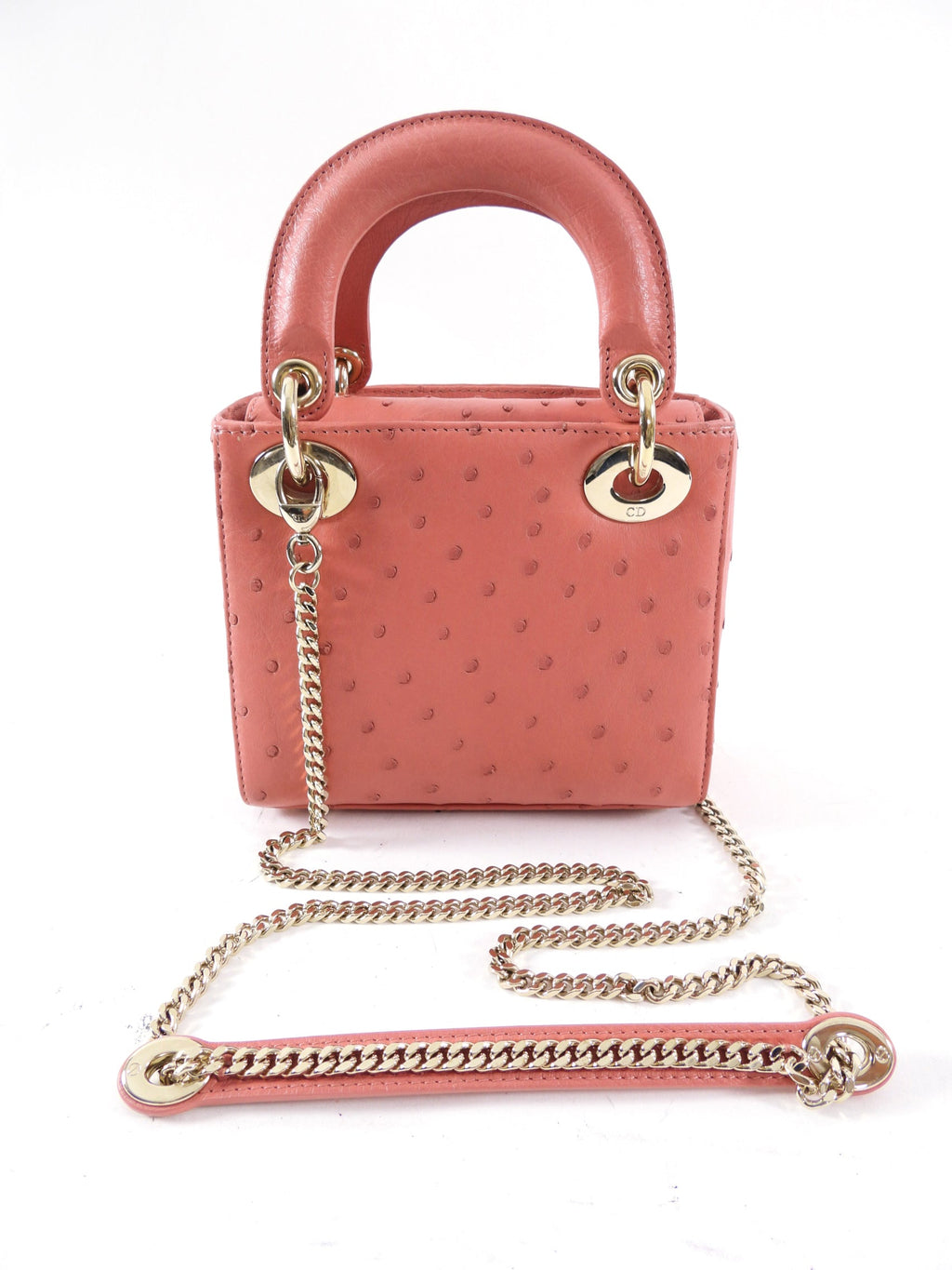 Christian Dior Lady Dior Pink Ostrich Mini Bag