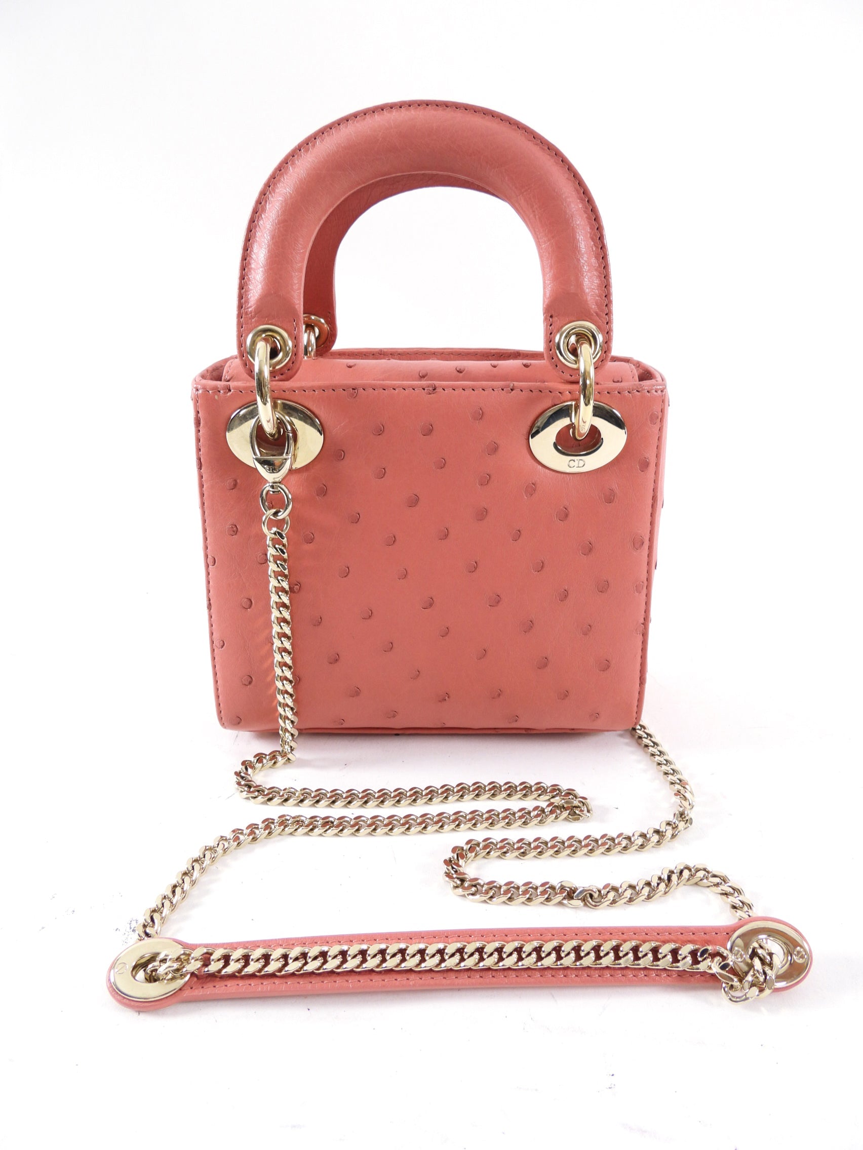 Christian Dior Lady Dior Pink Ostrich Mini Bag