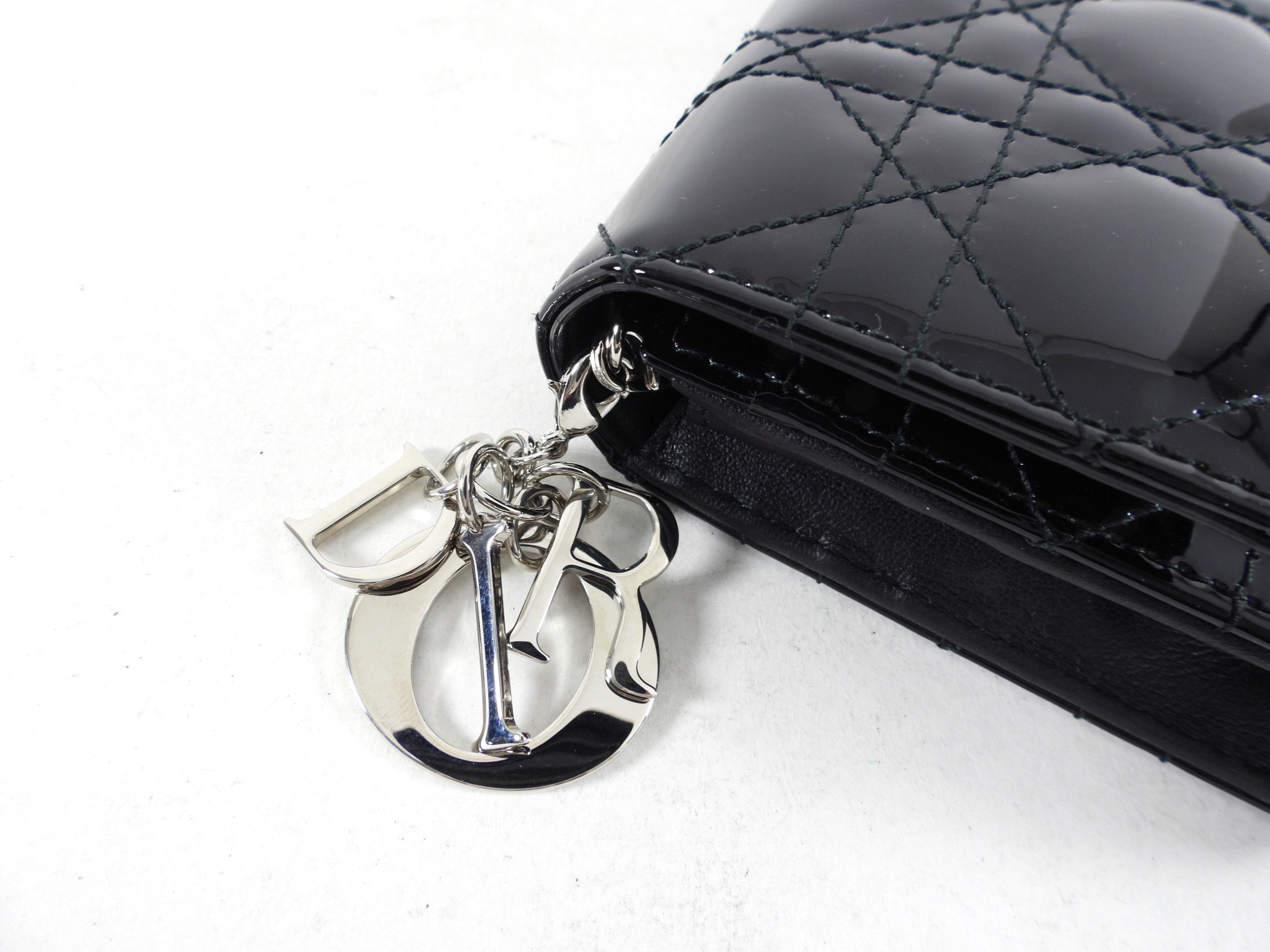 Dior Black Patent Cannage Lady Dior WOC Wallet on Chain