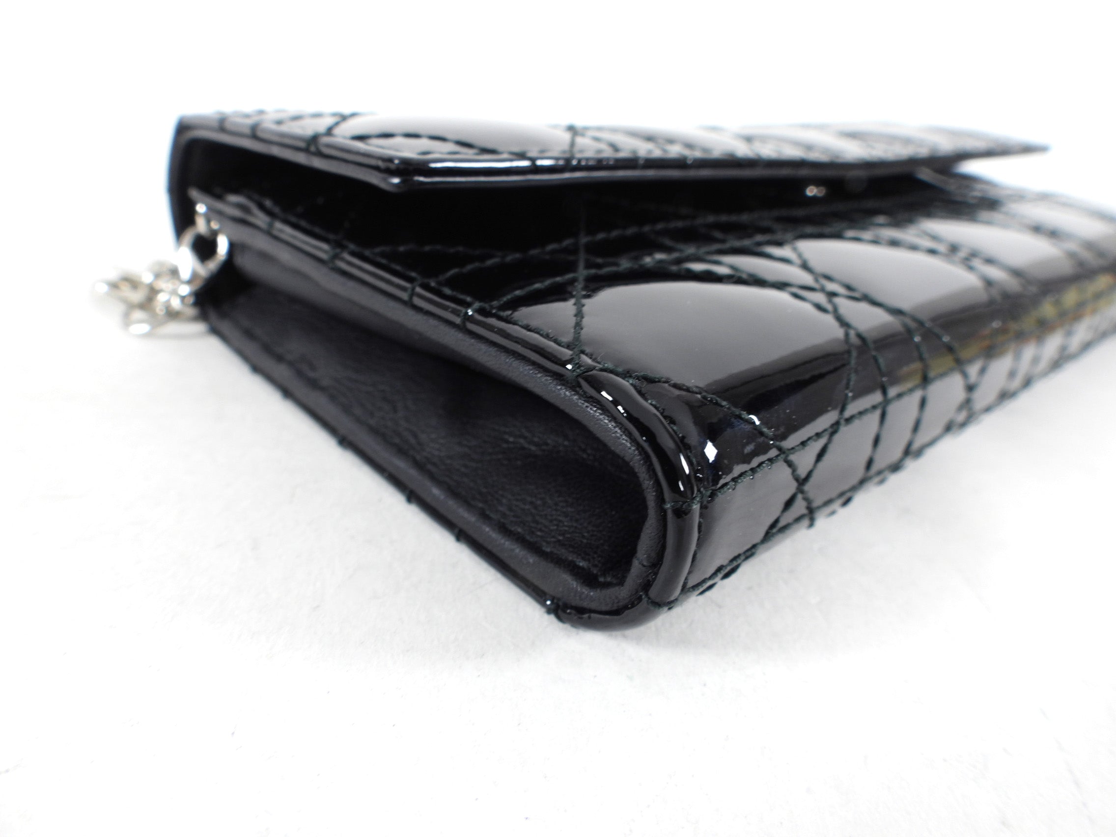 Dior Black Patent Cannage Lady Dior WOC Wallet on Chain
