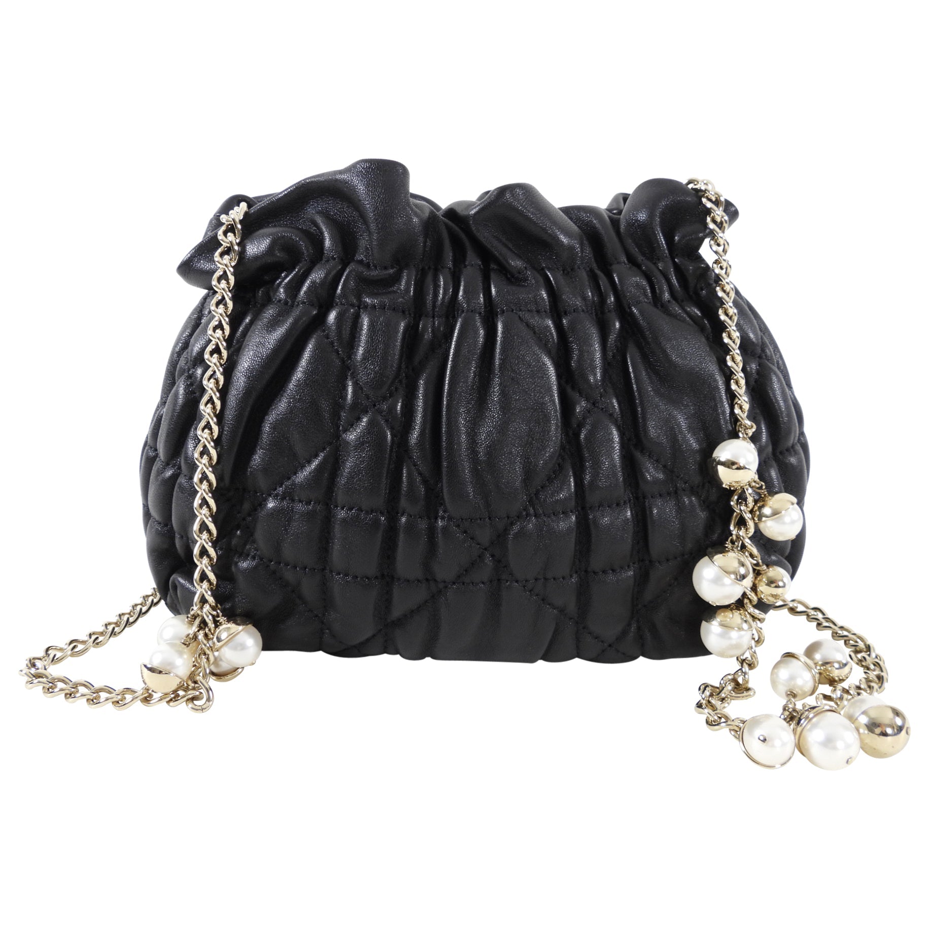 Dior Delices Small Black Cannage Chain Strap Bag