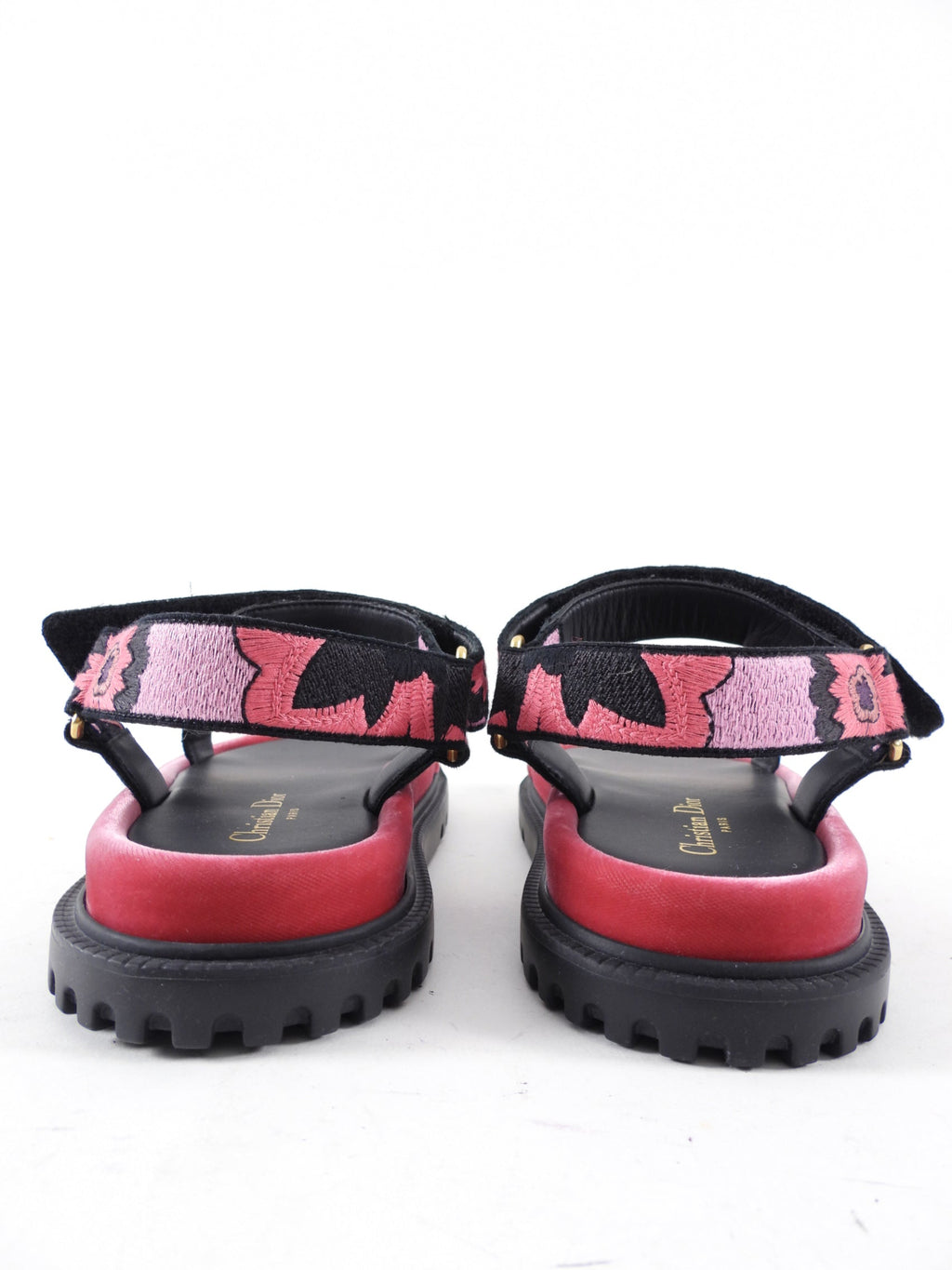 Christian Dior Pink Velvet Embroidered D Wave Sandals - 39