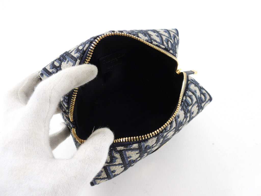 Dior Navy Monogram Oblique Jacquard Vanity Travel Pouch