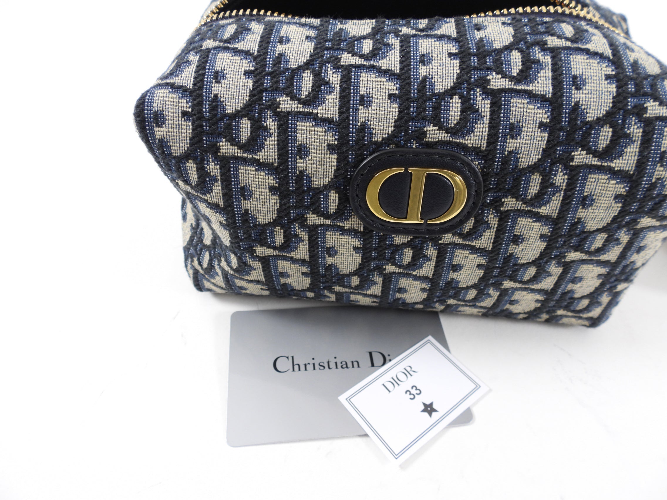Dior Navy Monogram Oblique Jacquard Vanity Travel Pouch