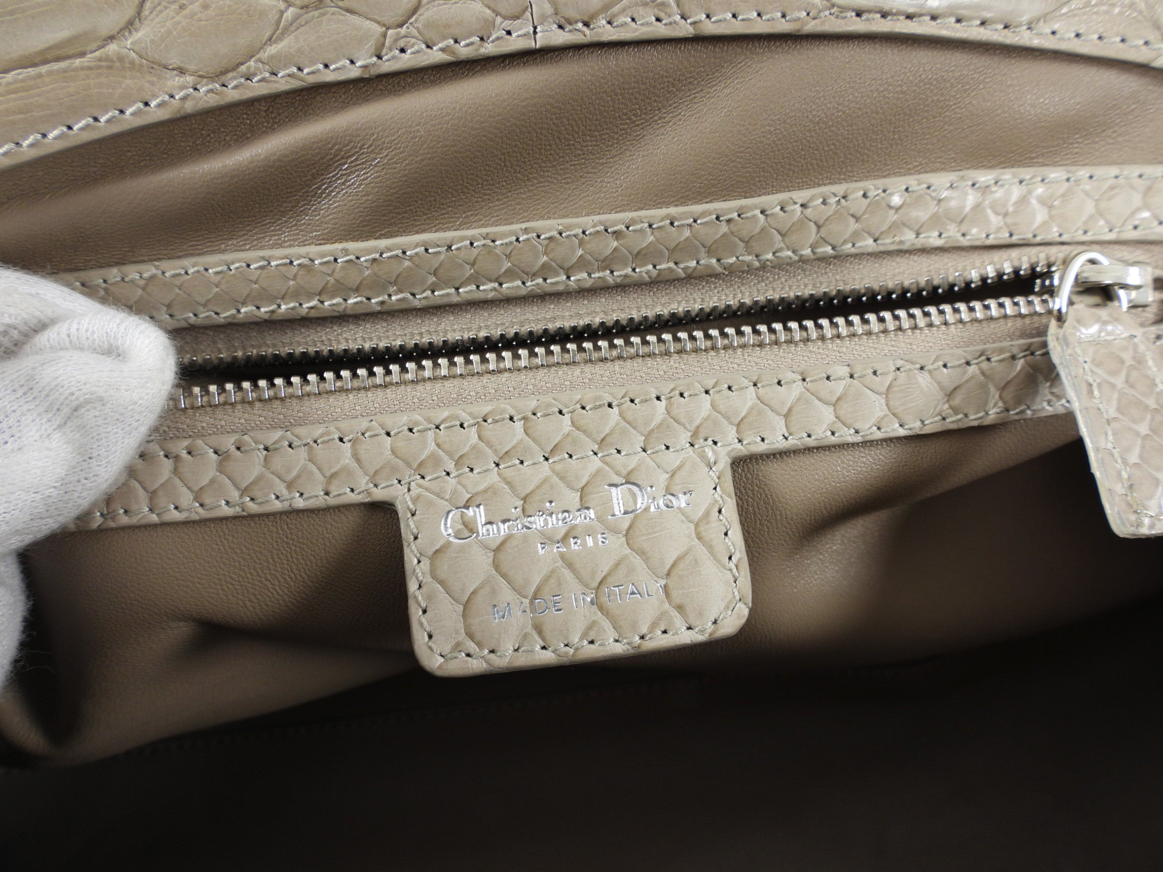 Dior Vintage My Dior Light Grey Python Bag