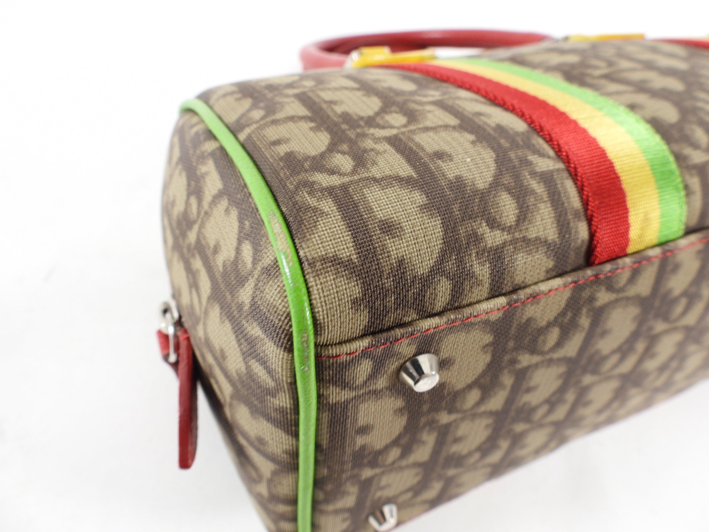 Christian Dior Galliano 2004 Monogram Canvas Rasta Boston Bag