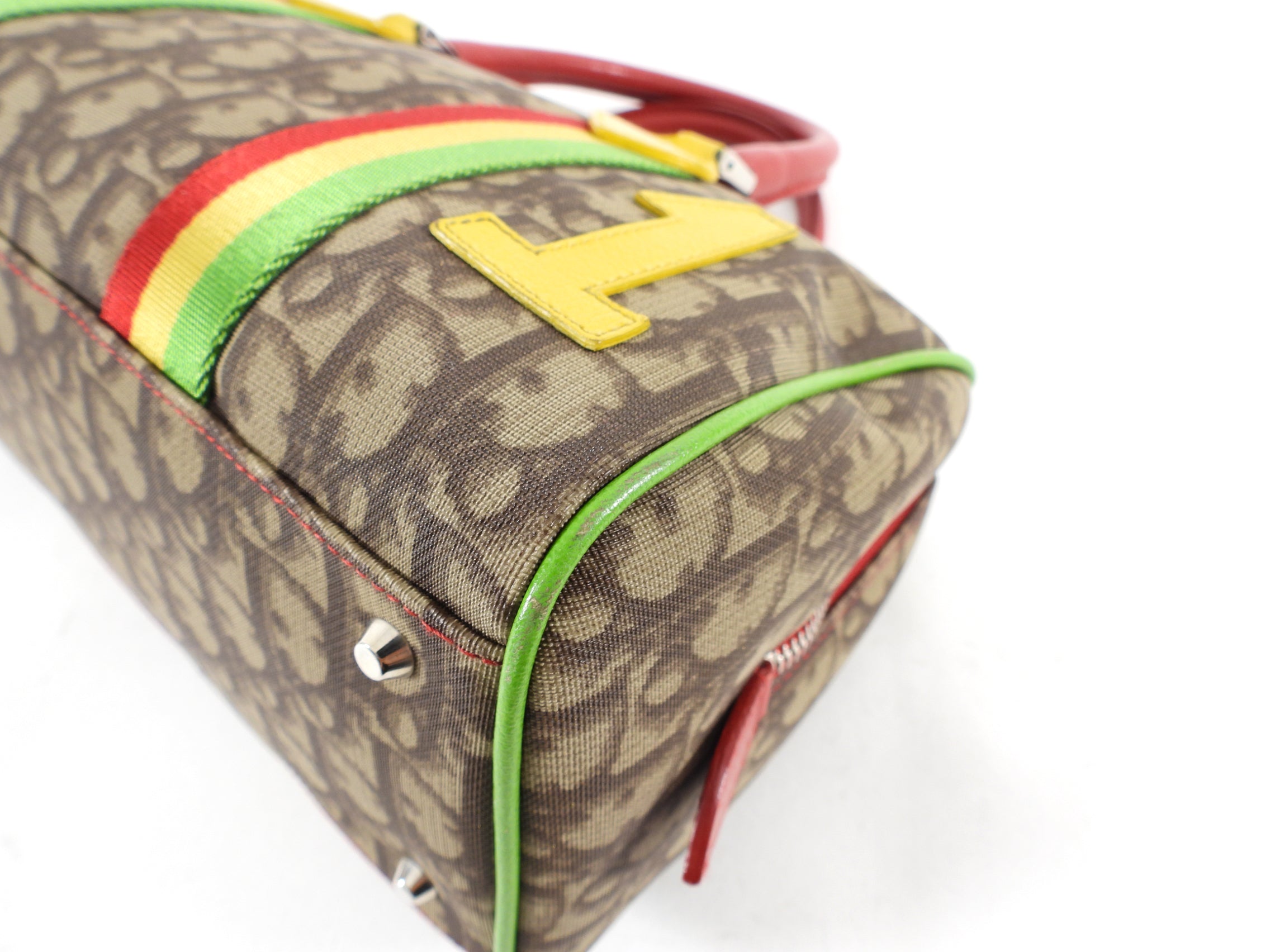 Christian Dior Galliano 2004 Monogram Canvas Rasta Boston Bag
