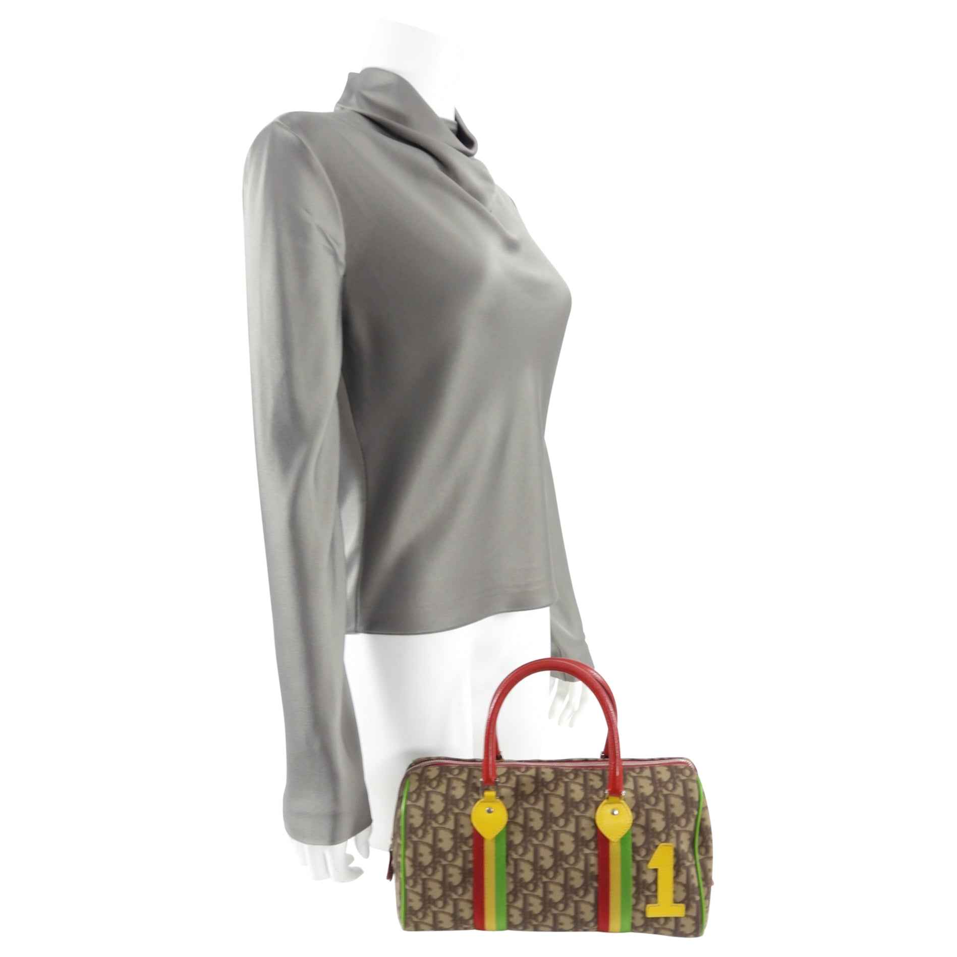 Christian Dior Galliano 2004 Monogram Canvas Rasta Boston Bag