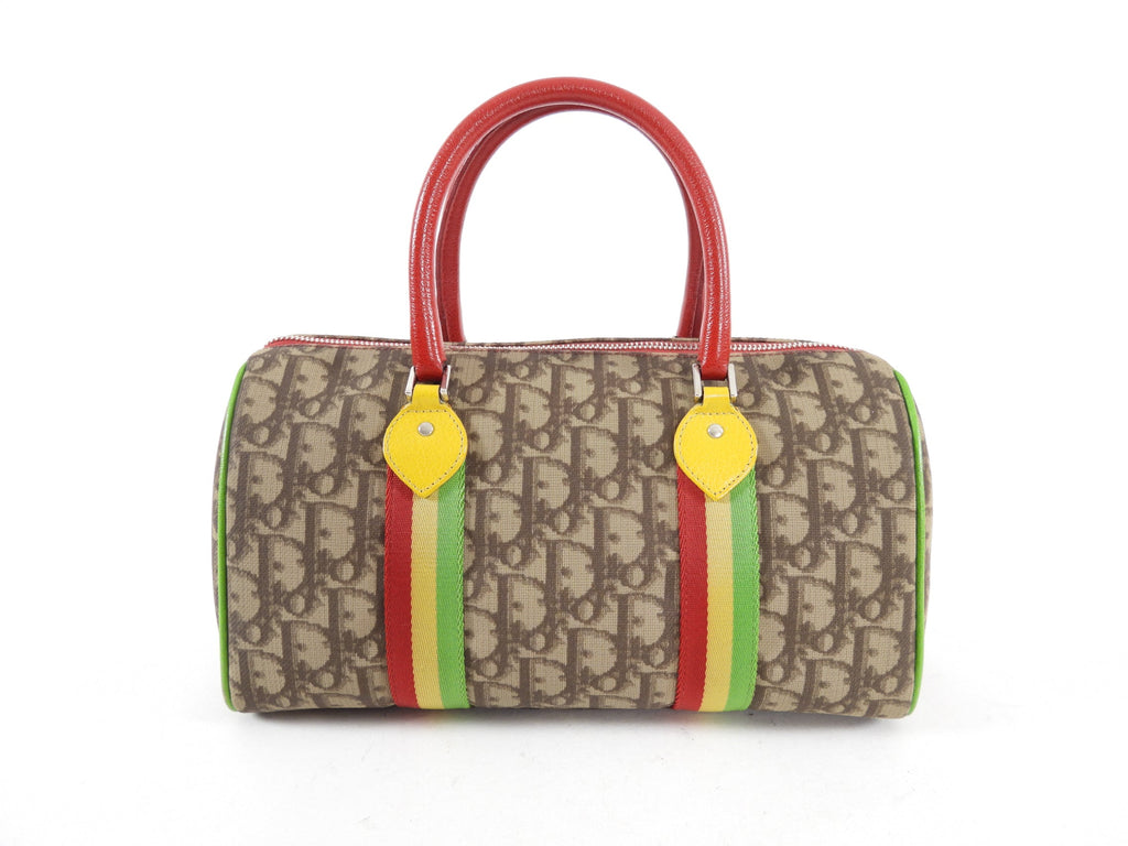 Christian Dior Galliano 2004 Monogram Canvas Rasta Boston Bag