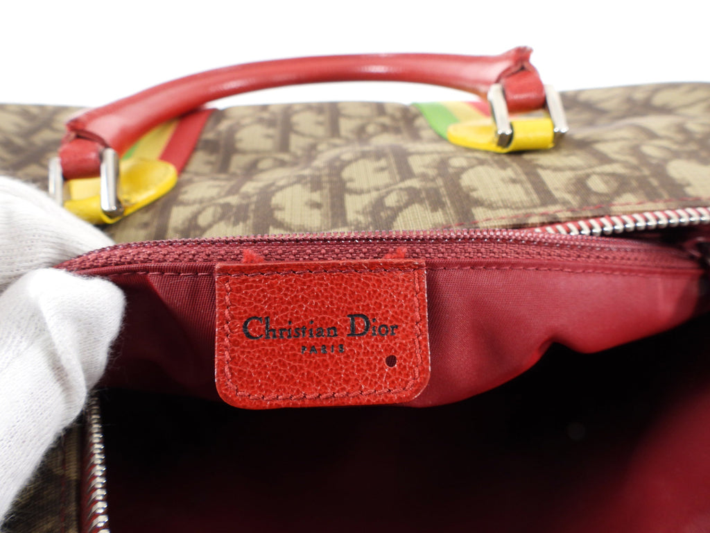 Christian Dior Galliano 2004 Monogram Canvas Rasta Boston Bag