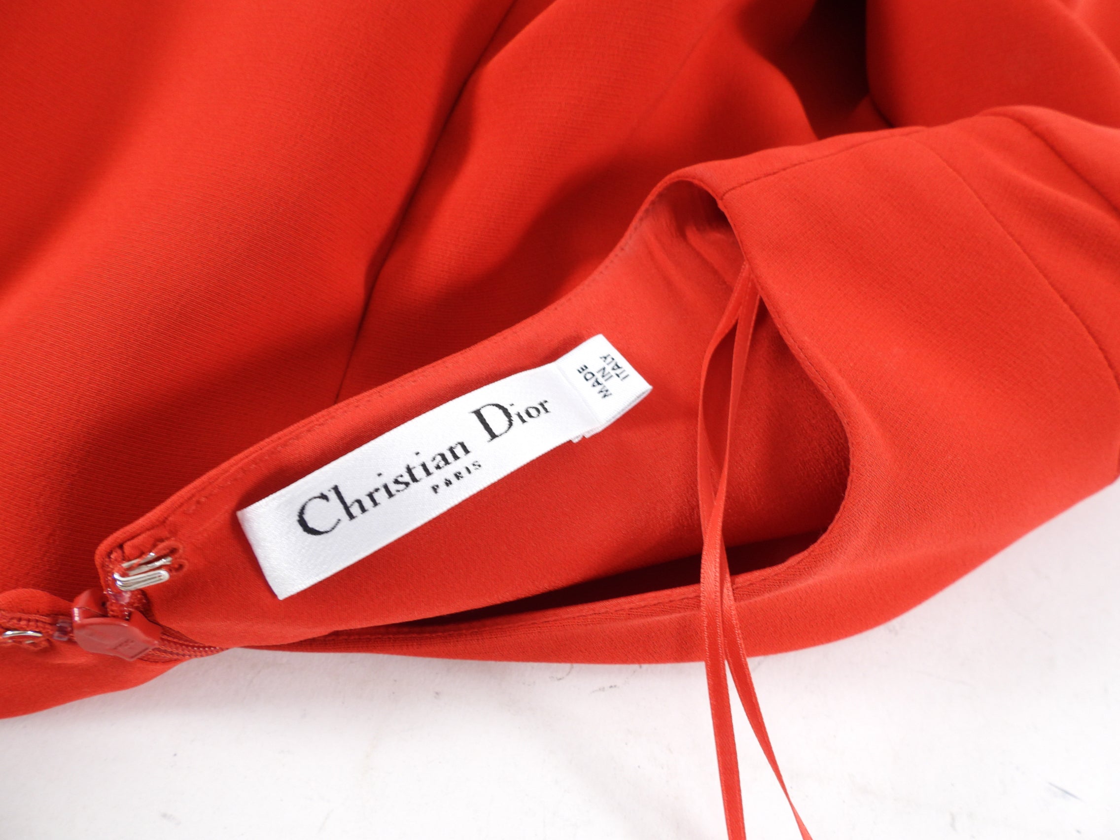 Christian Dior Red Silk Crepe Peplum Dress - FR42 / 10