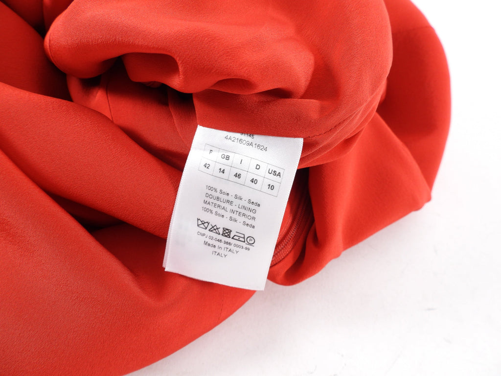Christian Dior Red Silk Crepe Peplum Dress - FR42 / 10