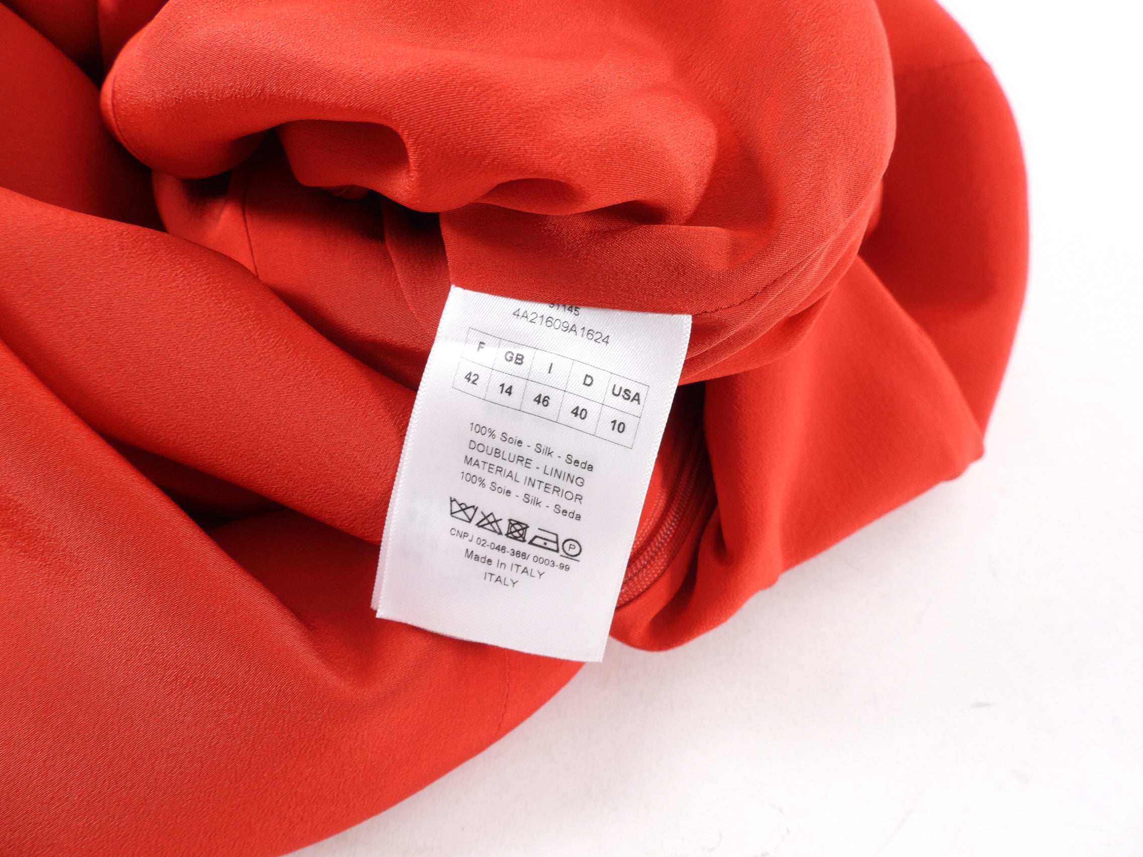 Christian Dior Red Silk Crepe Peplum Dress - FR42 / 10
