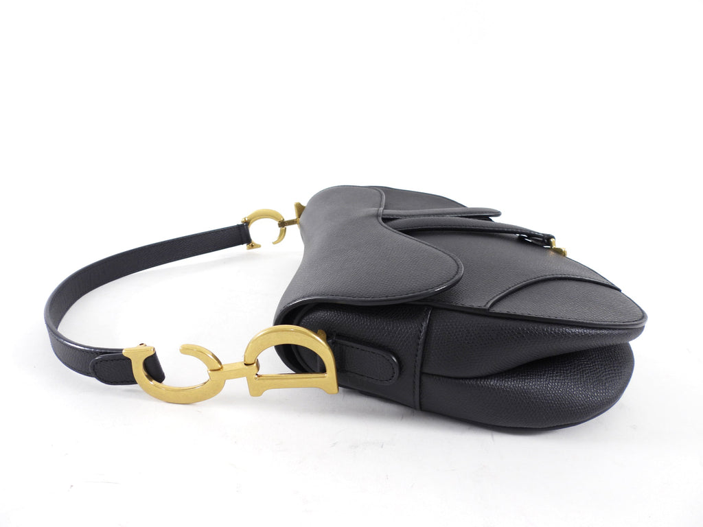 Dior Black Leather Medium Saddle Bag