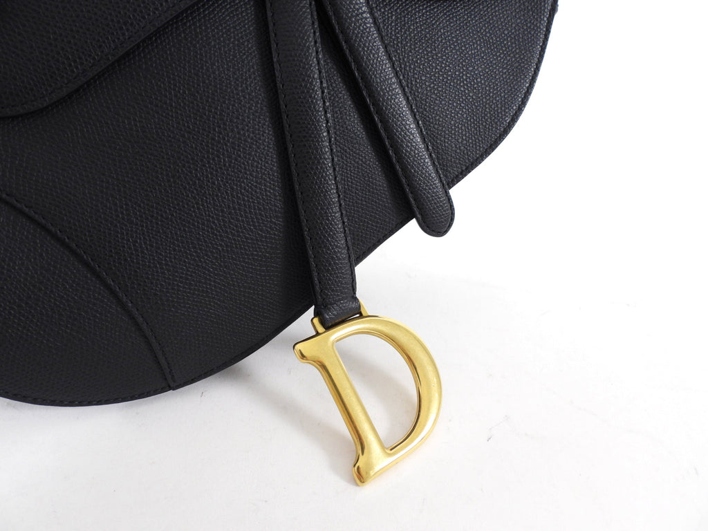 Dior Black Leather Medium Saddle Bag