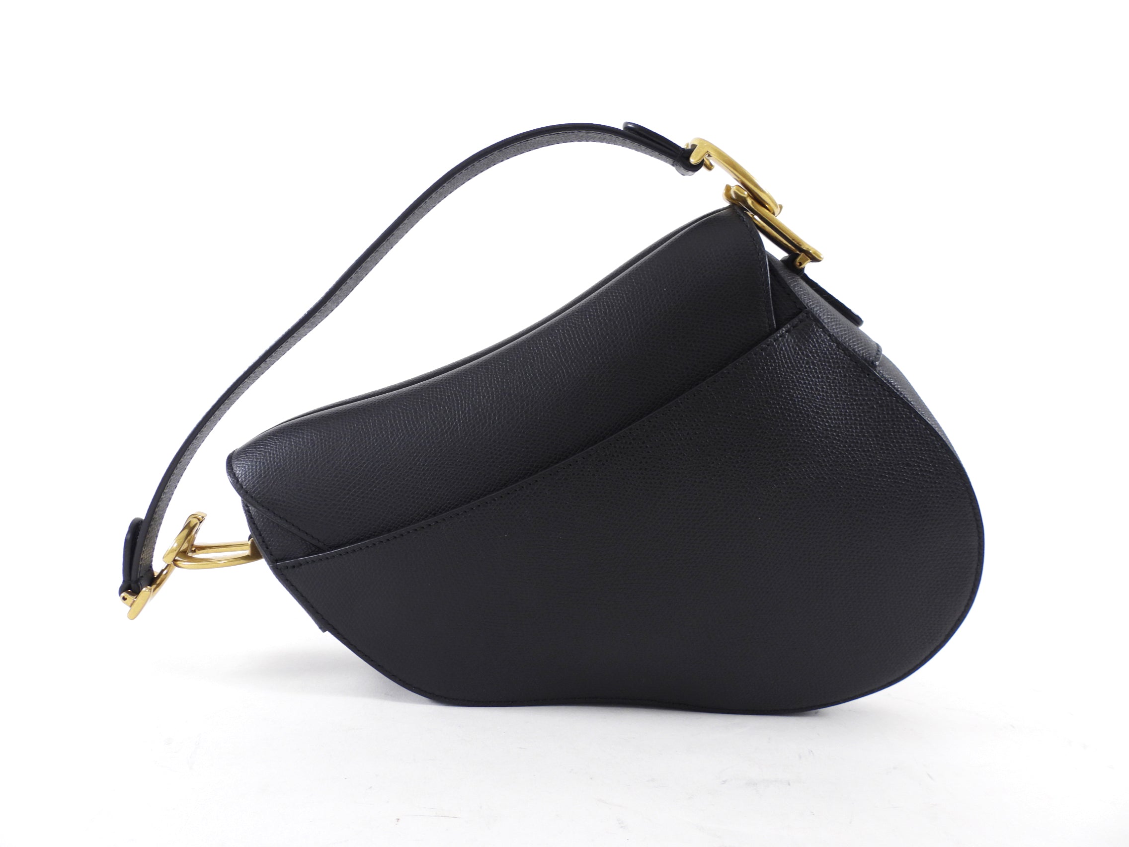 Dior Black Leather Medium Saddle Bag