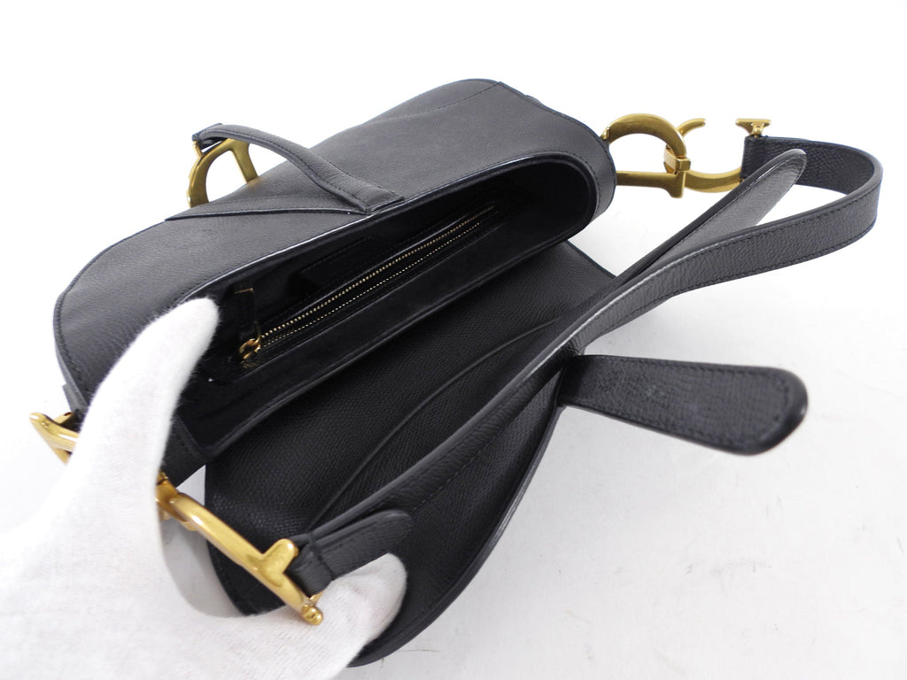 Dior Black Leather Medium Saddle Bag