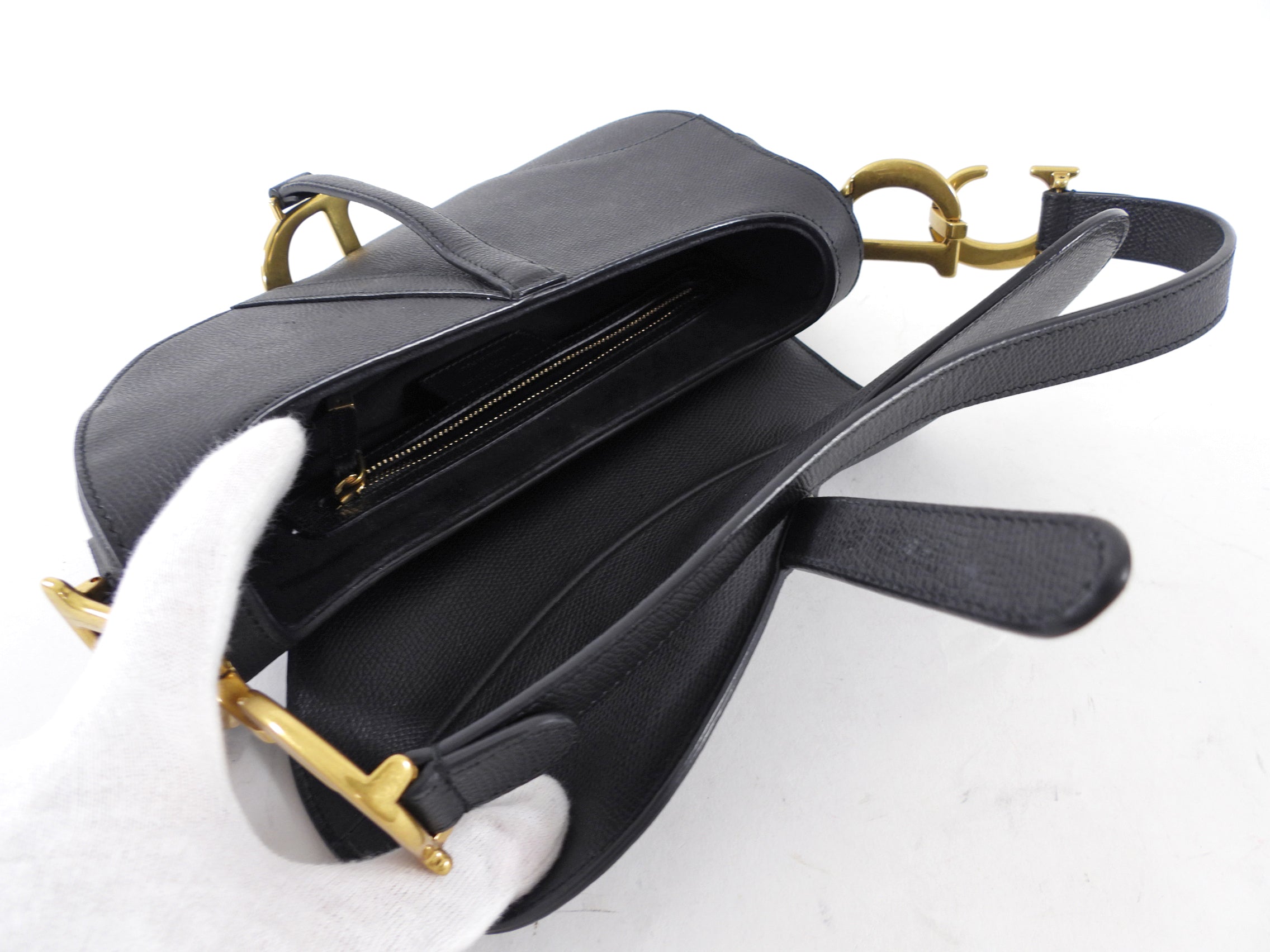 Dior Black Leather Medium Saddle Bag