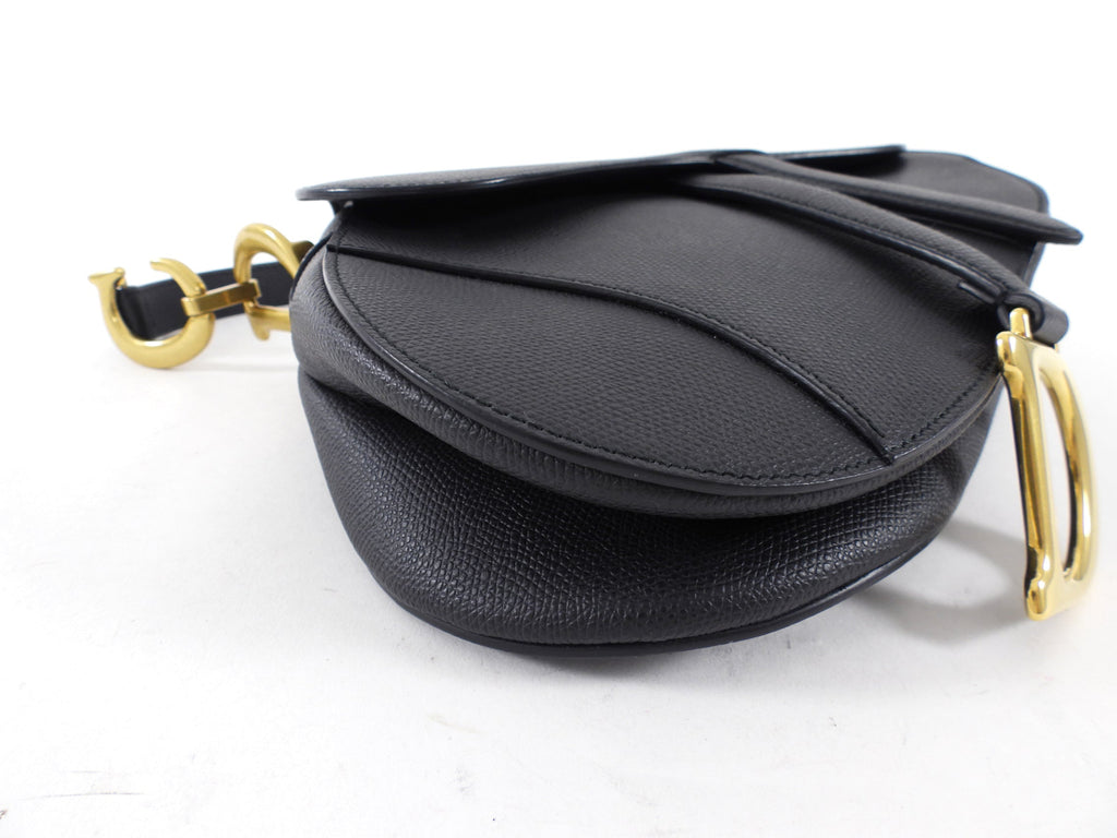 Dior Black Leather Medium Saddle Bag