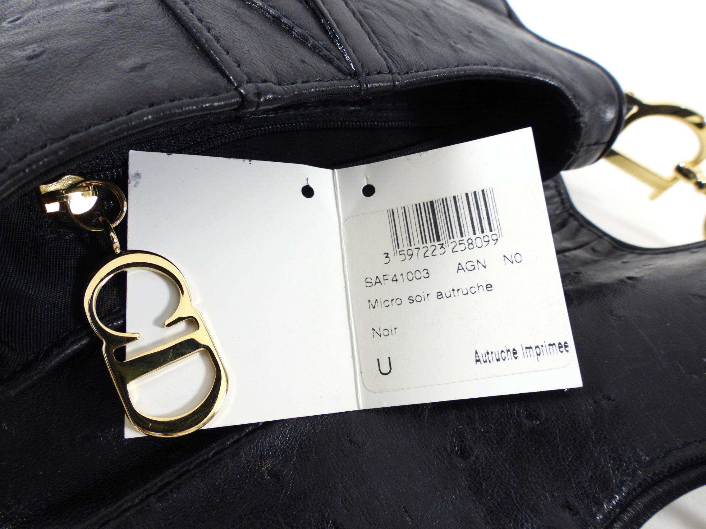 Christian Dior Vintage Galliano Black Ostrich Mini Saddle Bag
