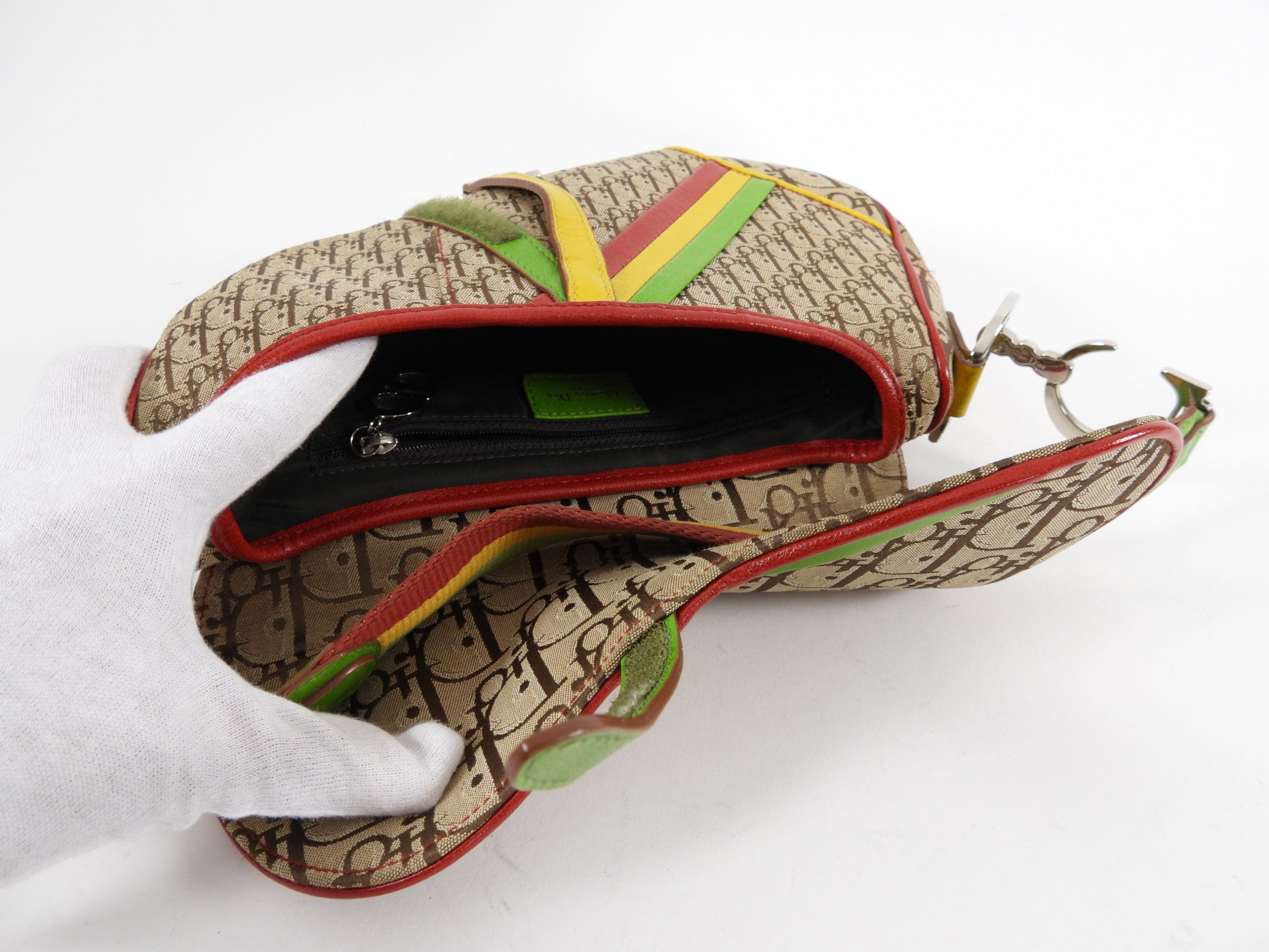 Dior Galliano Vintage Rasta Brown Oblique Saddle Bag