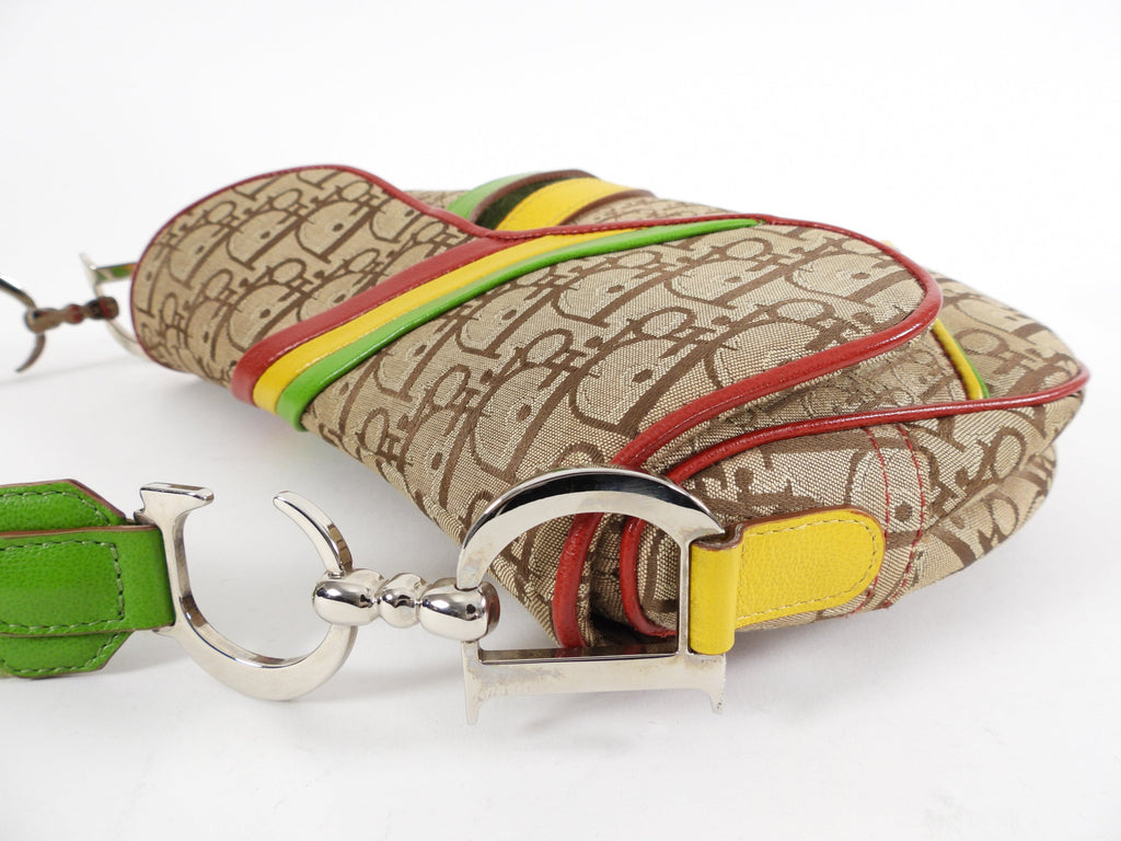 Dior Galliano Vintage Rasta Brown Oblique Saddle Bag