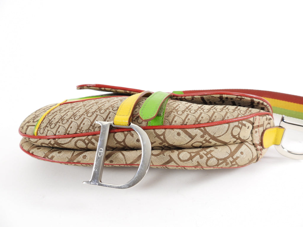 Dior Galliano Vintage Rasta Brown Oblique Saddle Bag