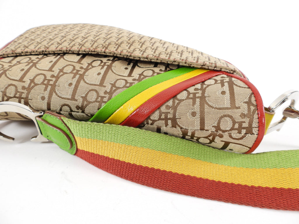 Dior Galliano Vintage Rasta Brown Oblique Saddle Bag