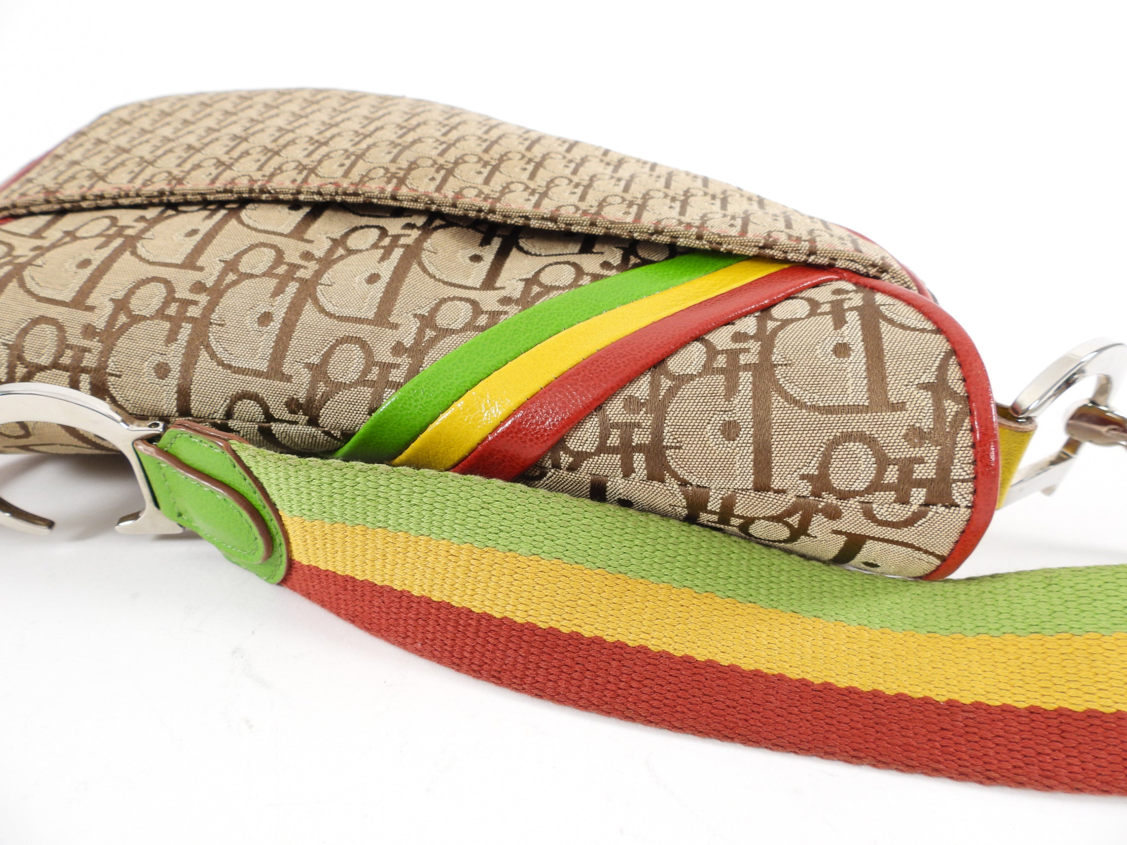 Dior Galliano Vintage Rasta Brown Oblique Saddle Bag
