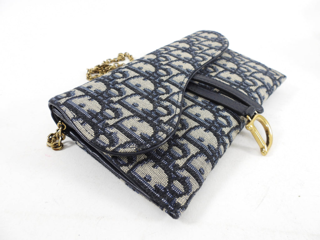 Dior Monogram Oblique Saddle Crossbody Wallet on Chain Bag