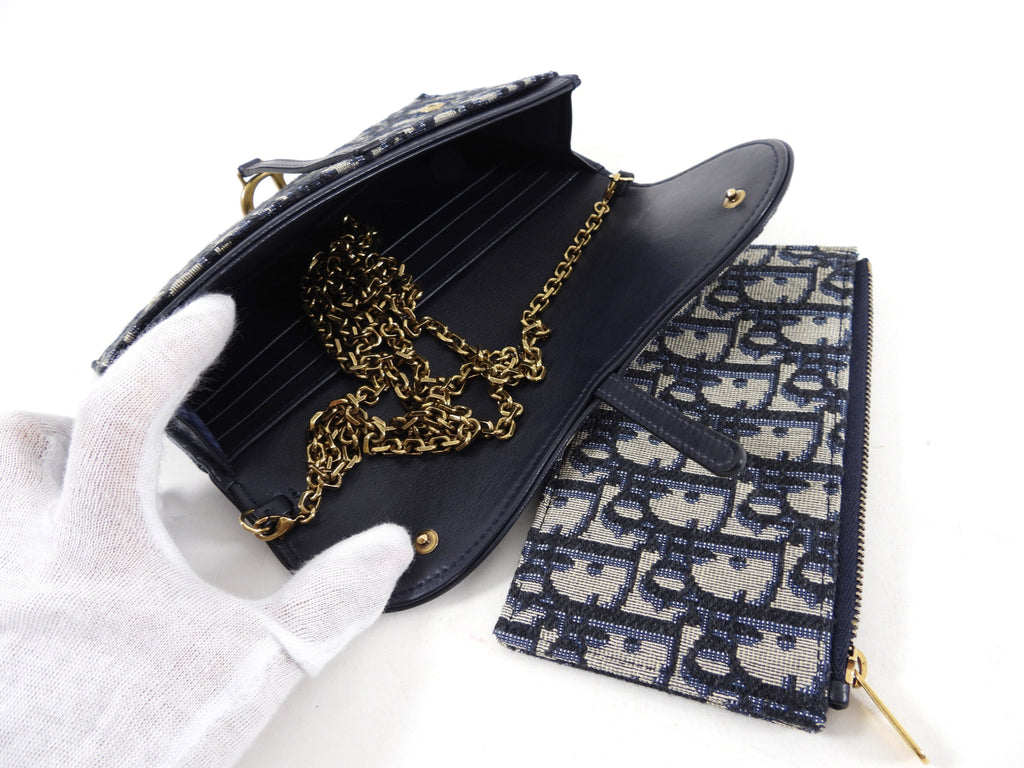 Dior Monogram Oblique Saddle Crossbody Wallet on Chain Bag