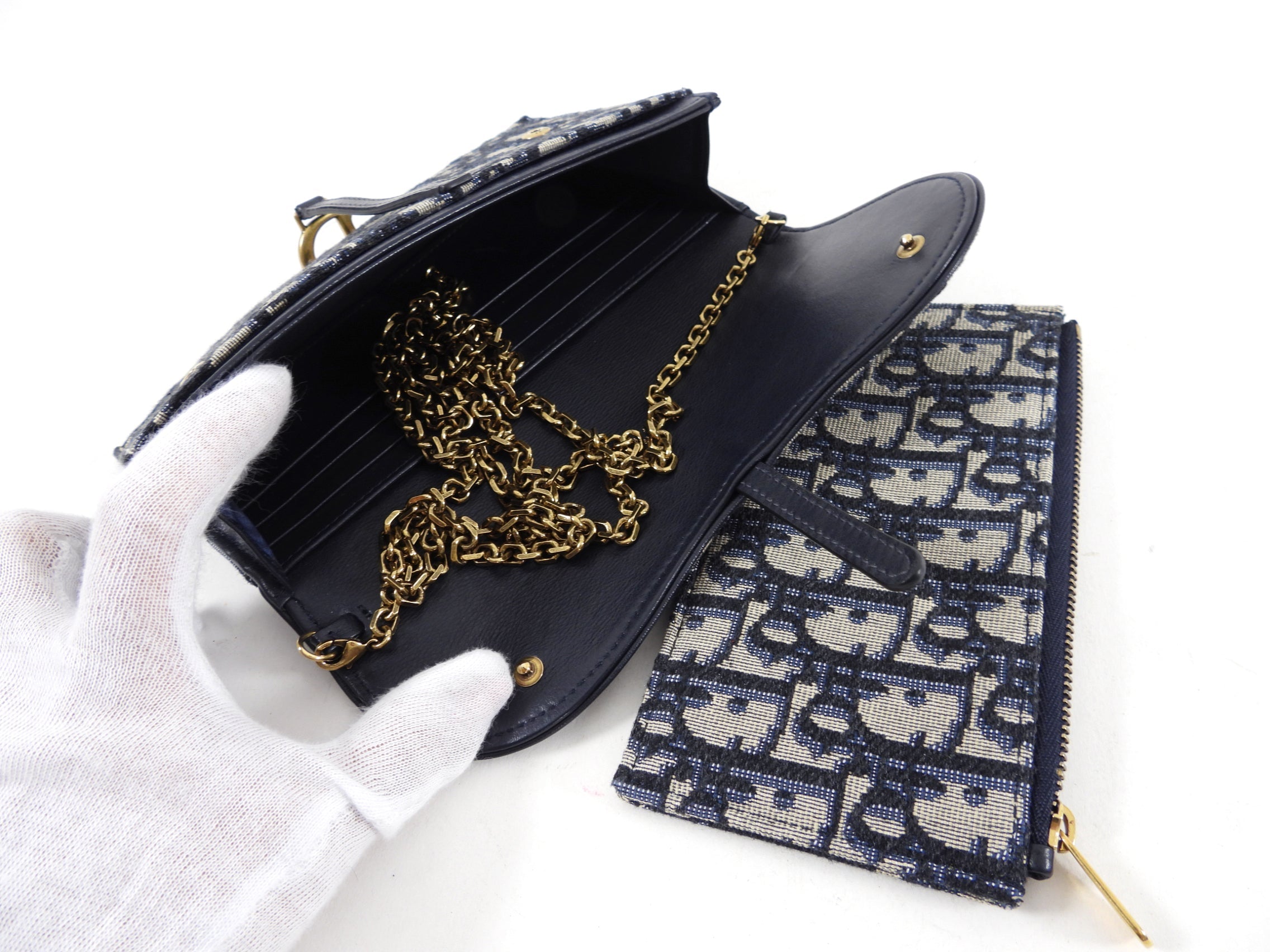 Dior Monogram Oblique Saddle Crossbody Wallet on Chain Bag