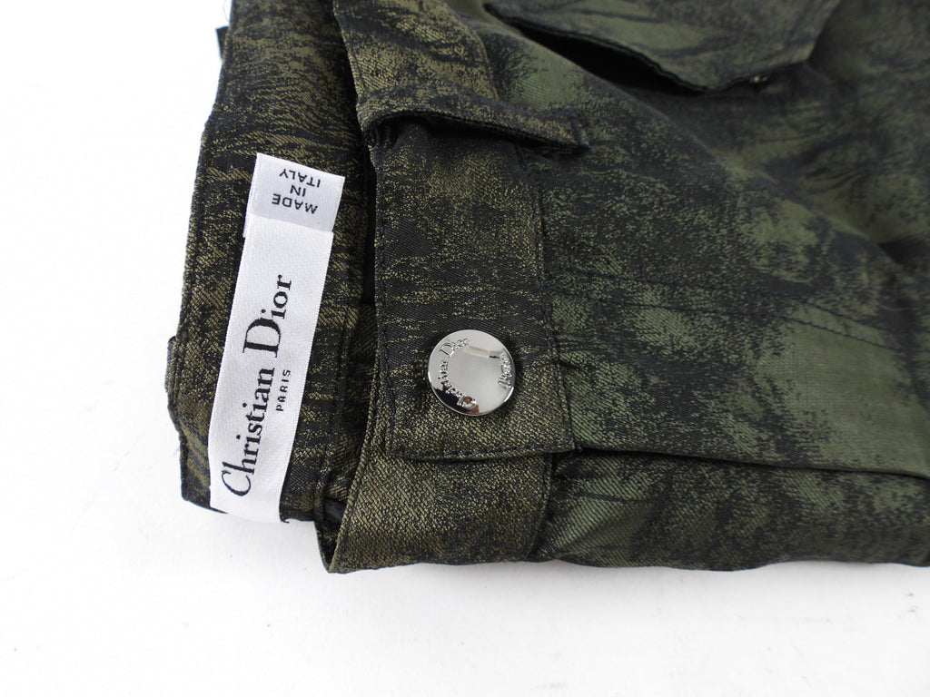 Christian Dior Dark Green Ombre Jacquard Safari Cargo Pant - M/L