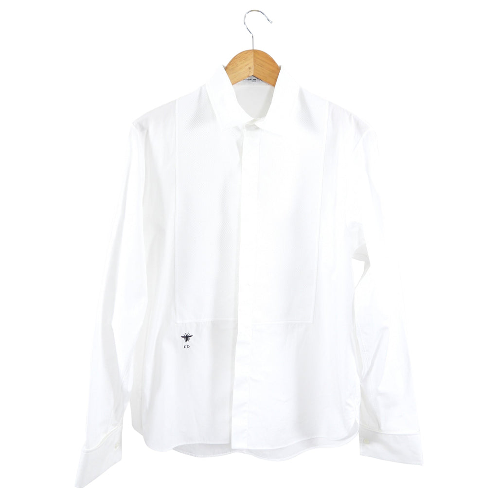 Christian Dior White Collared Tuxedo Bib Shirt - FR40 / 8