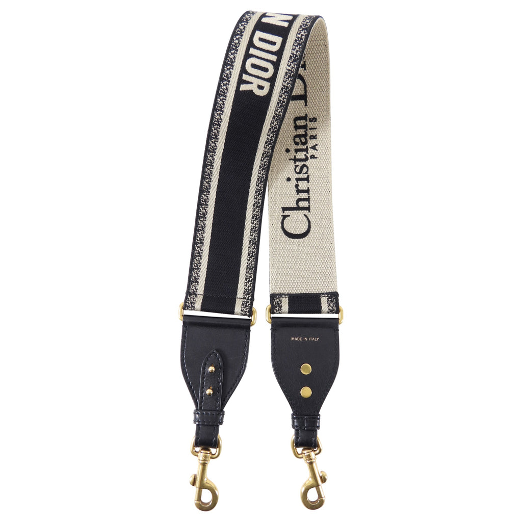 Dior Monogram Black and Canvas Wide Logo Bag Strap