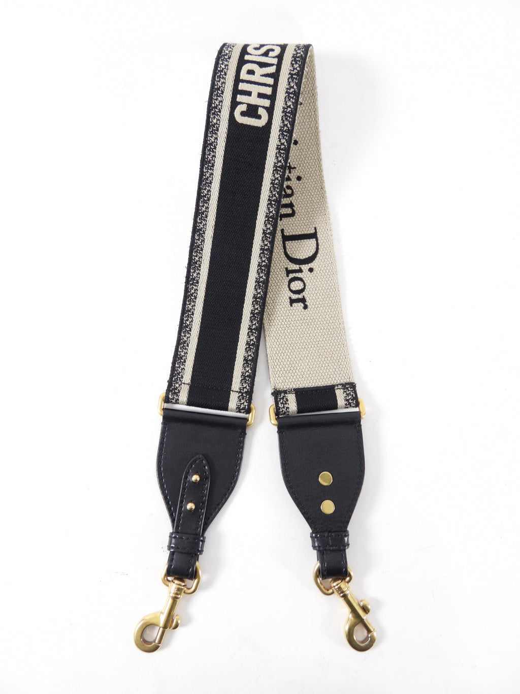 Dior Monogram Black and Canvas Wide Logo Bag Strap
