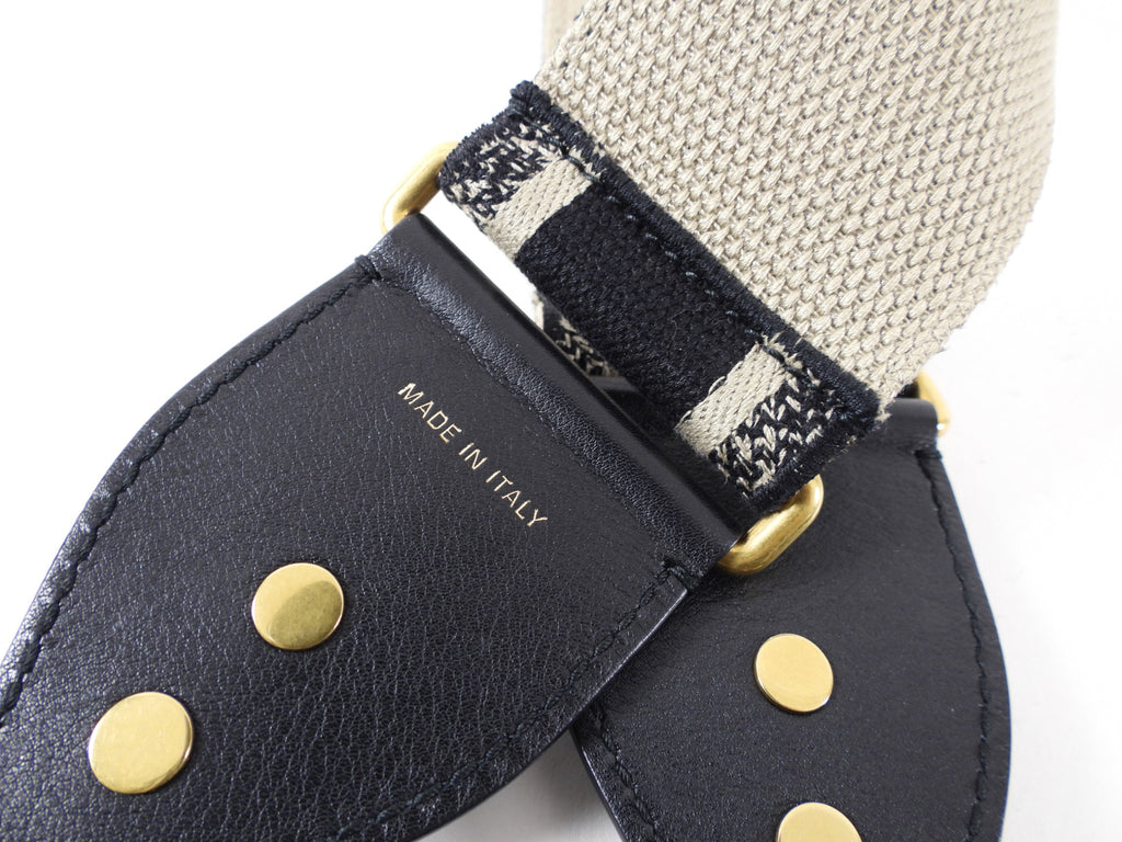 Dior Monogram Black and Canvas Wide Logo Bag Strap