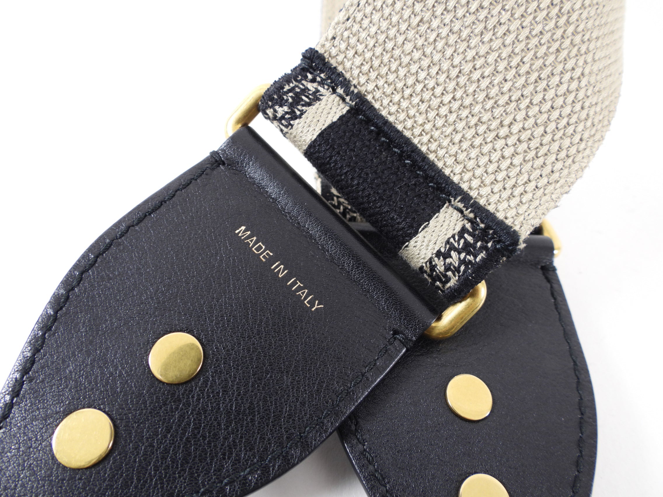 Dior Monogram Black and Canvas Wide Logo Bag Strap
