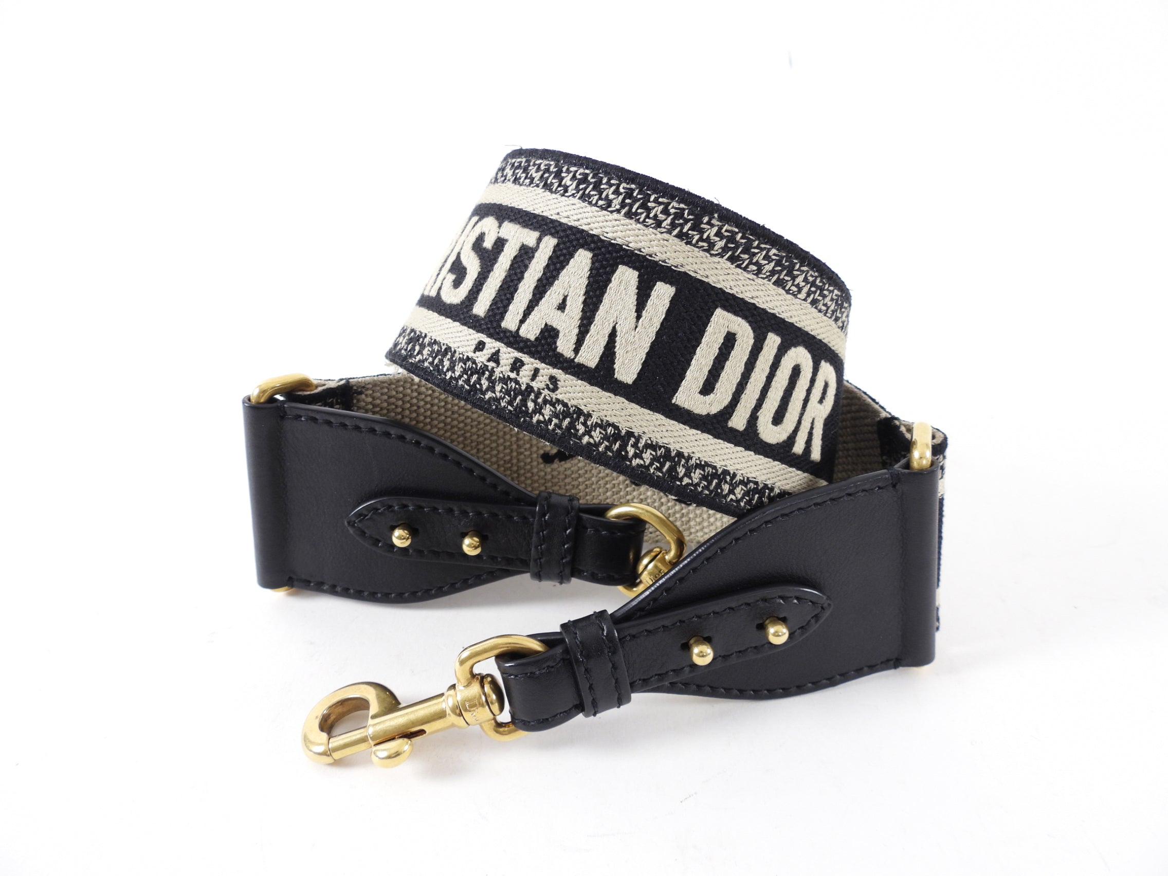 Dior Monogram Black and Canvas Wide Logo Bag Strap