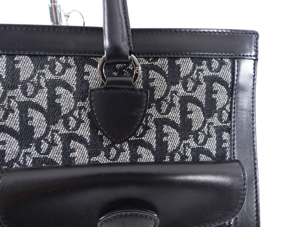 Dior Vintage Dark Midnight Navy Oblique Monogram Tote Bag