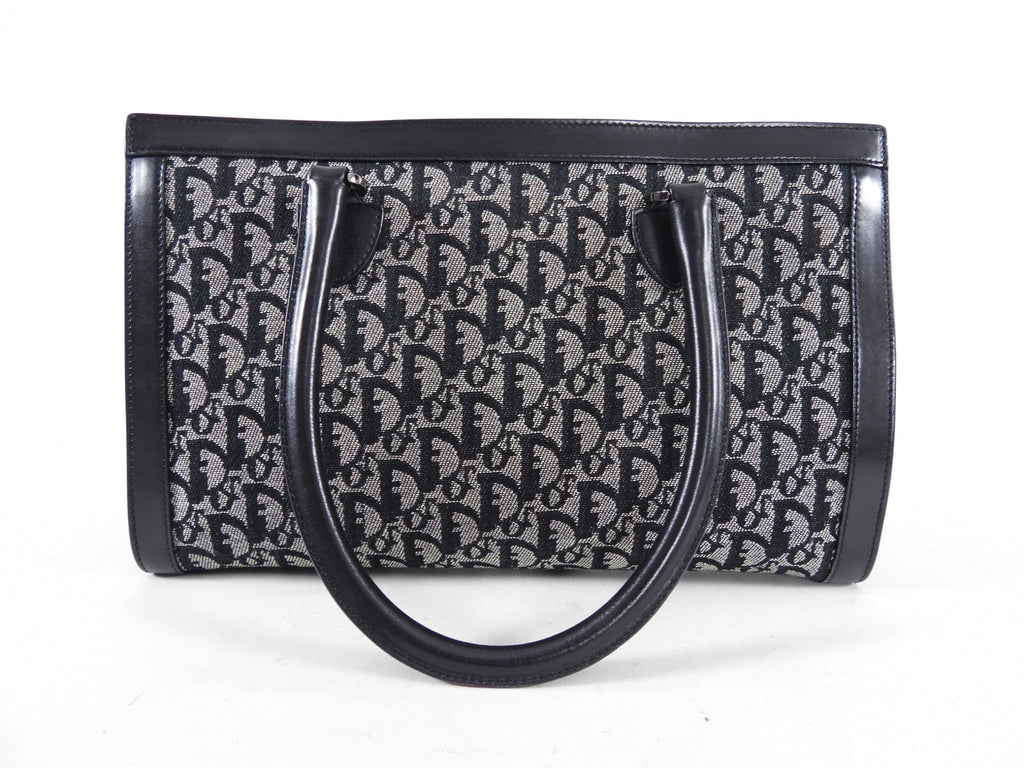 Dior Vintage Dark Midnight Navy Oblique Monogram Tote Bag