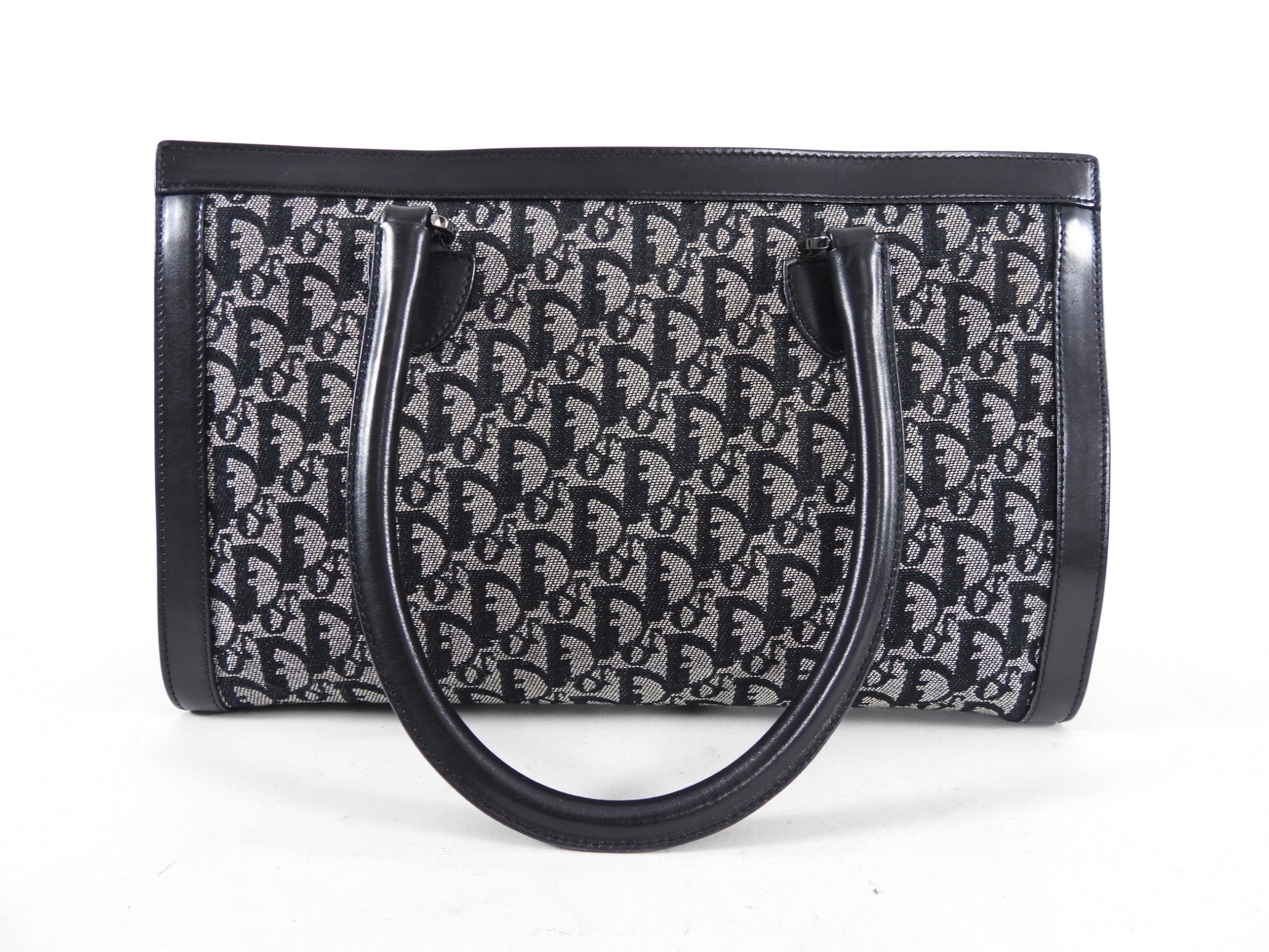 Dior Vintage Dark Midnight Navy Oblique Monogram Tote Bag