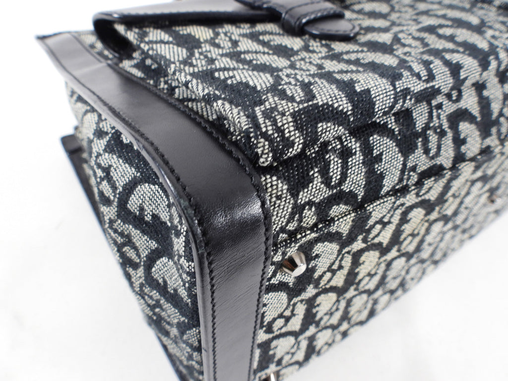 Dior Vintage Dark Midnight Navy Oblique Monogram Tote Bag